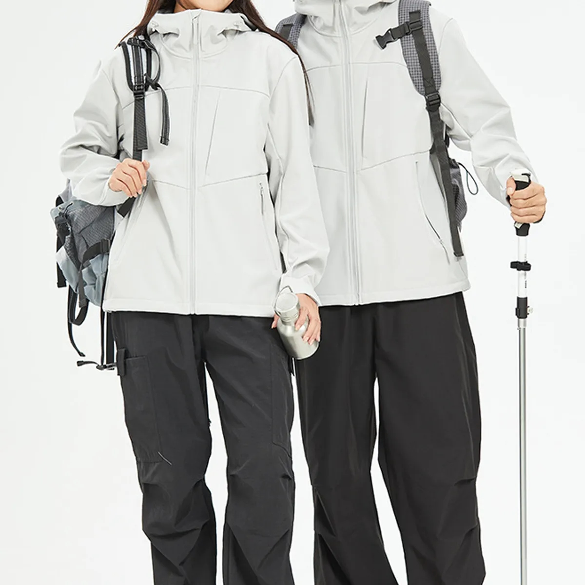 Unisex Soft Shell Hooded Jacket Water Resistant 2