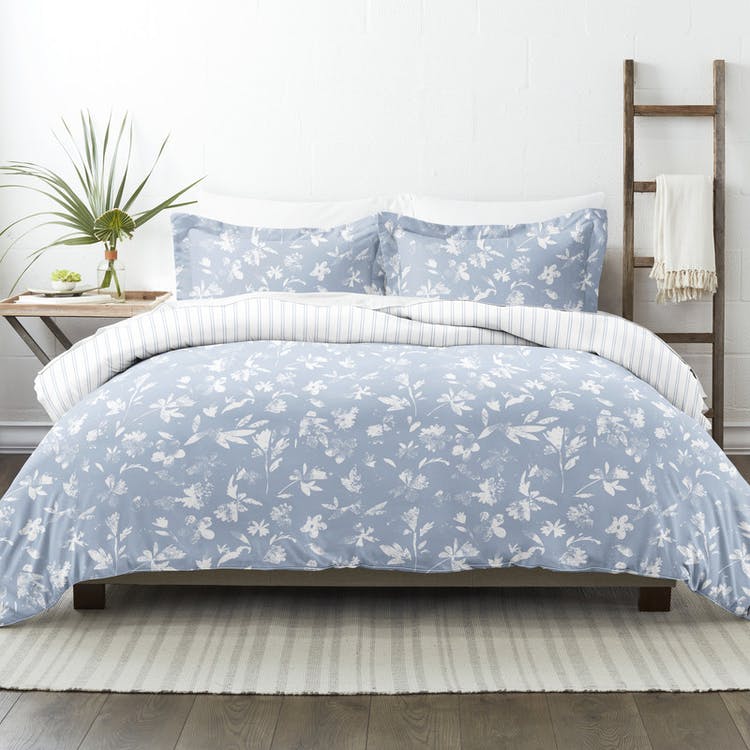 Reversible Duvet Cover Sets - Blue Country King 3 Piece 1