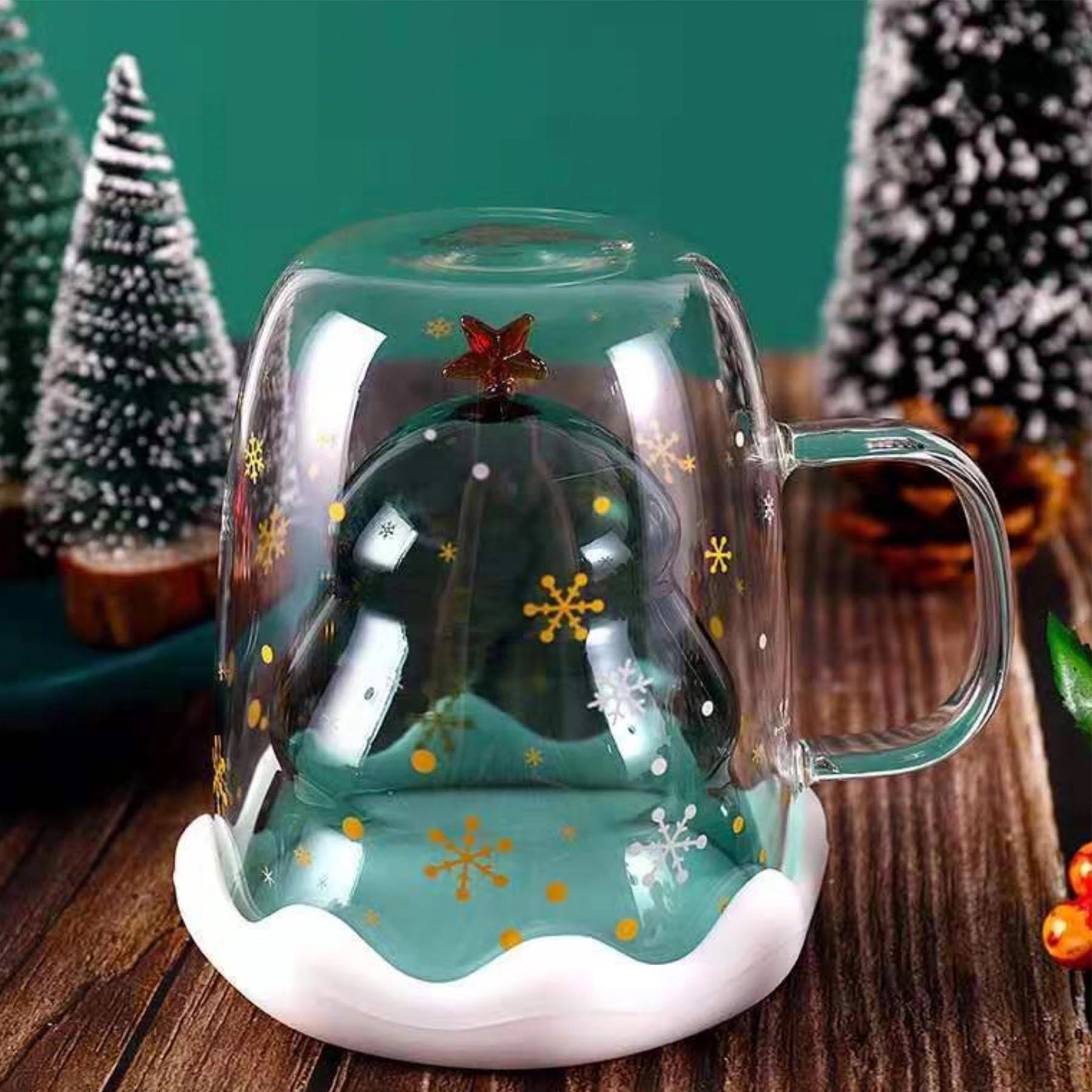 Christmas Coffee Cute Glass Mug 4
