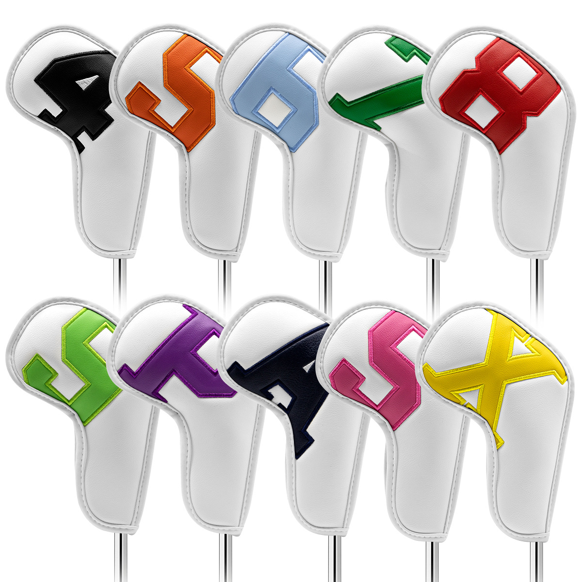 10 PCs Golf Club Cover Colorful Number Embroideried 7