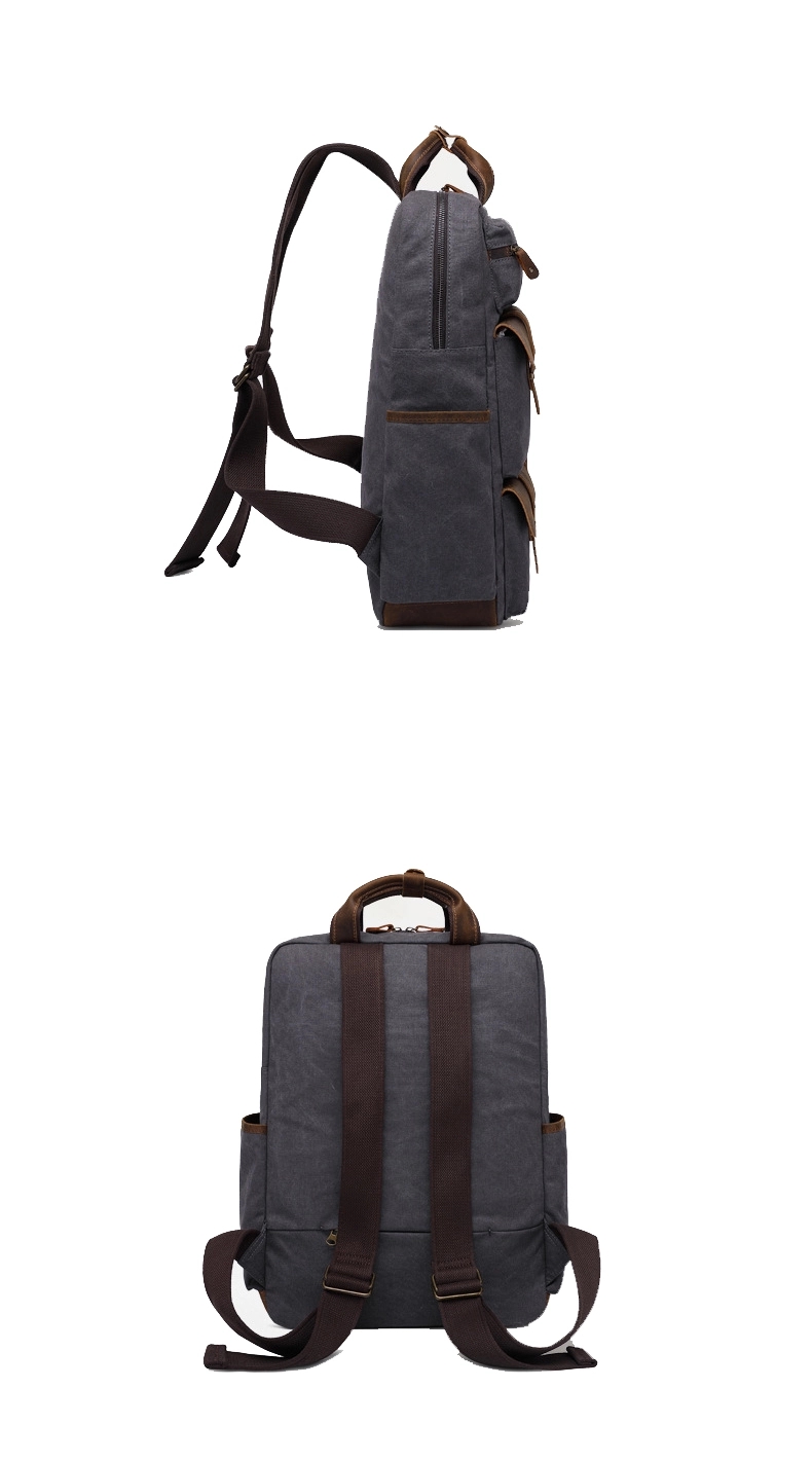 Vintage canvas Leather Backpack 8
