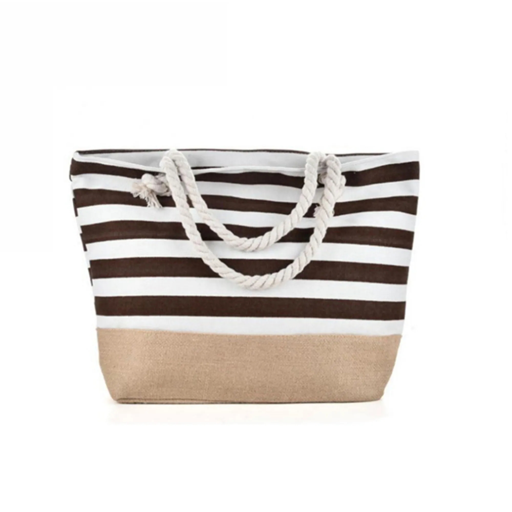Striped Canvas Tote w/Rope Handle, custom tote bag with logo imprint 4