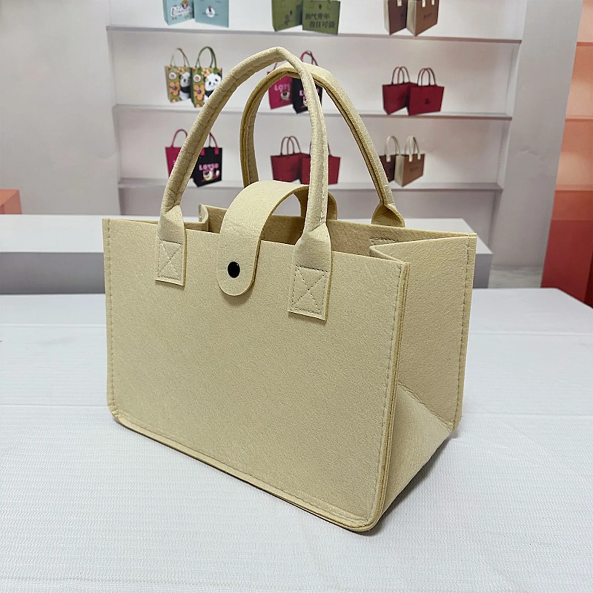 Large Reusable Shopping Travel Gift Felt Tote Bag 3