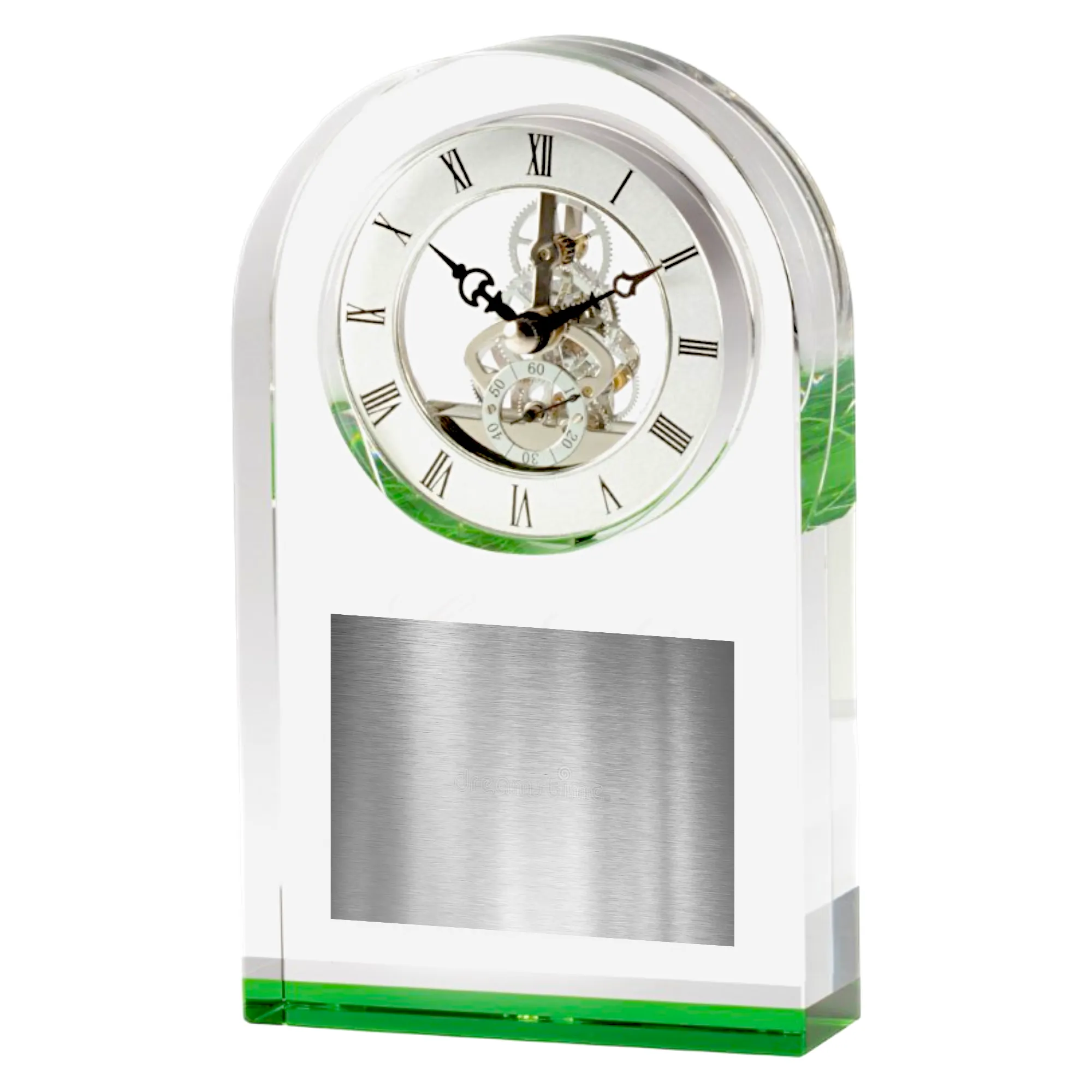 9" Elegant Green Crystal Desk Clock Award 4