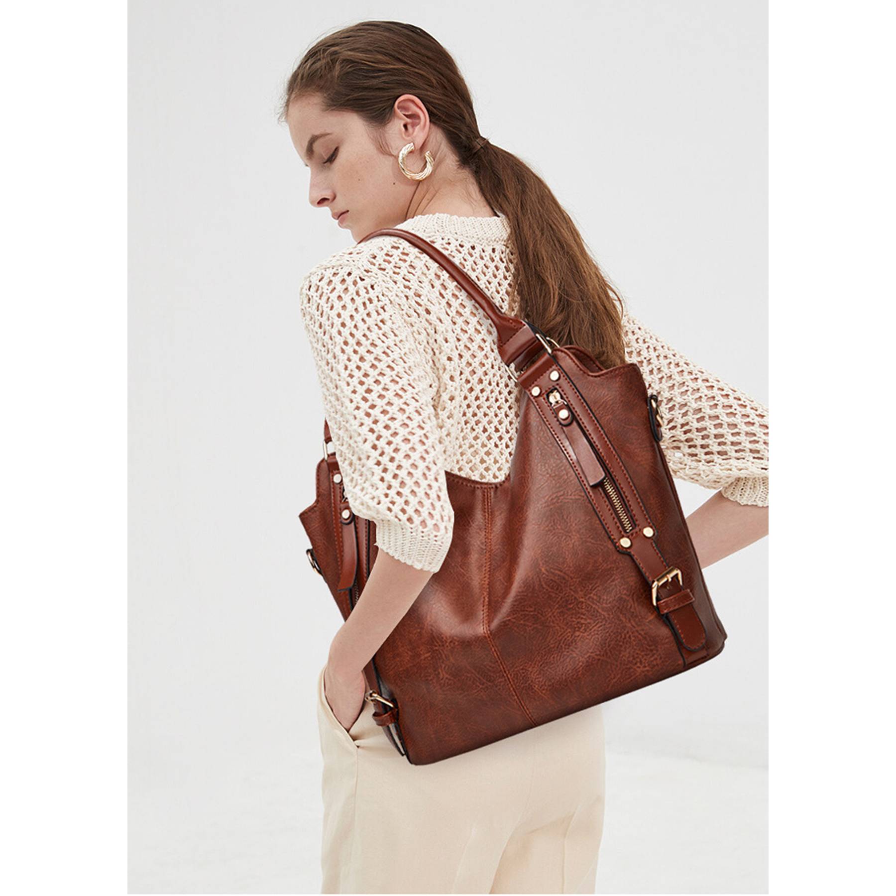 PU Shoulder Tote Bag for Women, custom tote bag with logo imprint 8