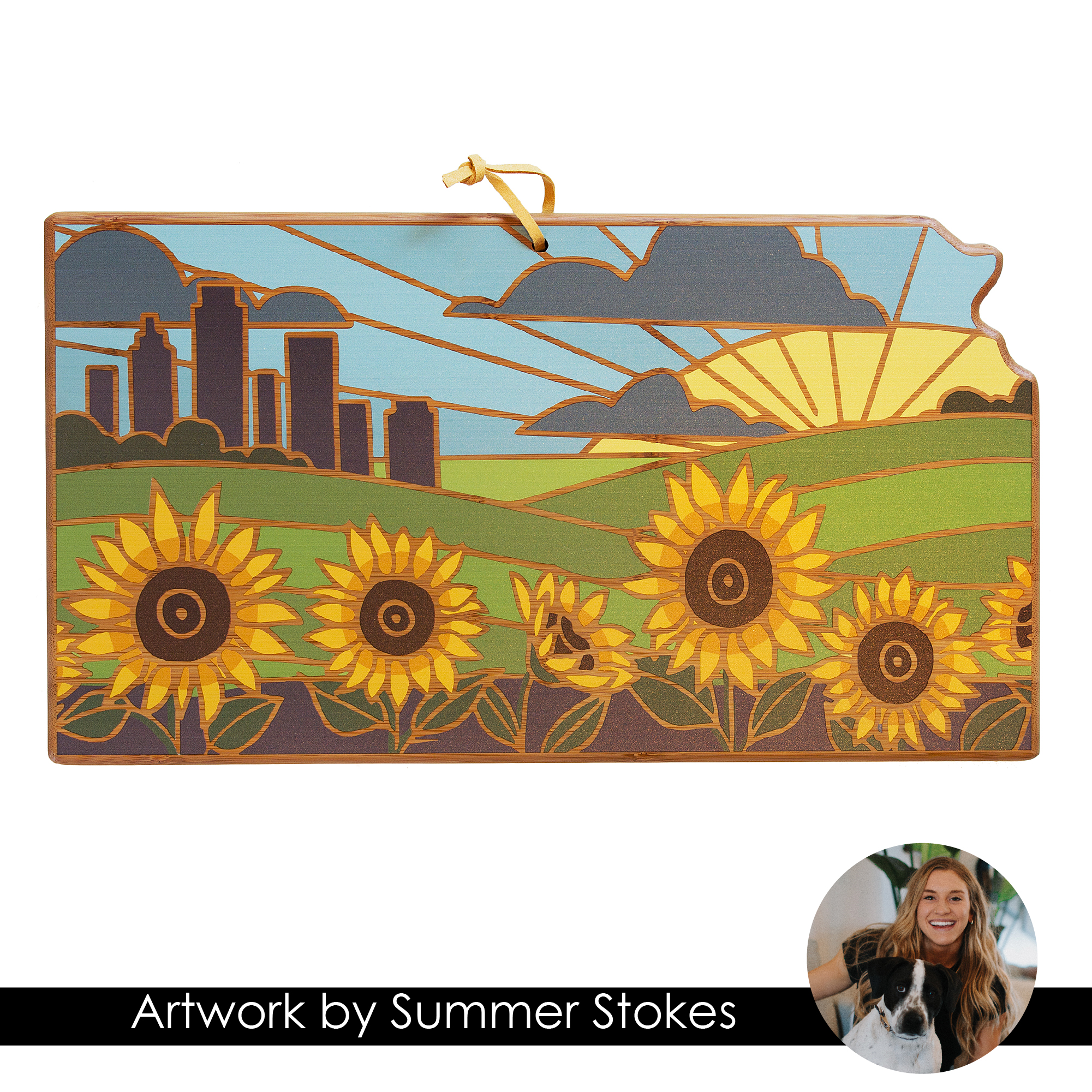 Kansas State Shaped Serving and Cutting Board with Artwork by Summer Stokes 3