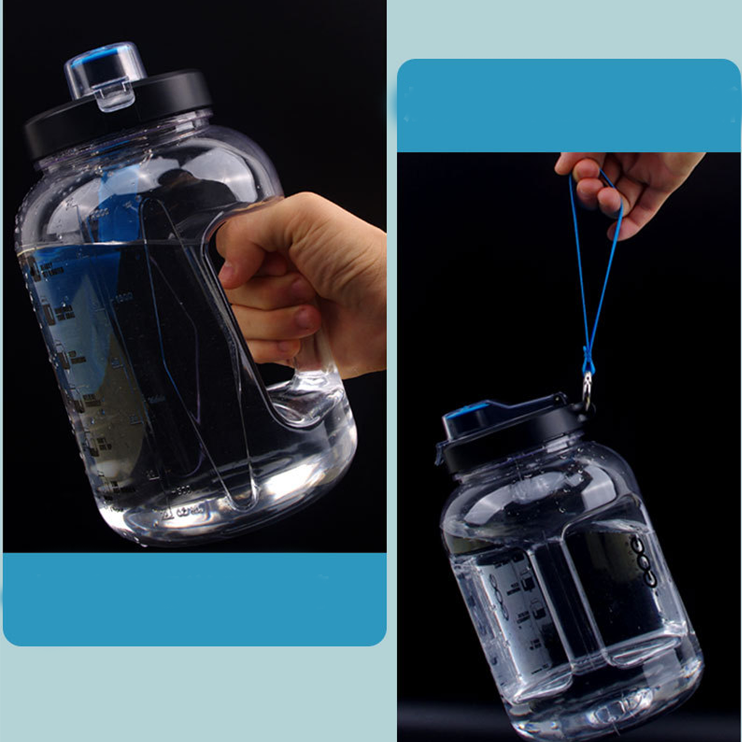 74 Oz Plastic Sports Water Bottle w/ Carrying Rope 6