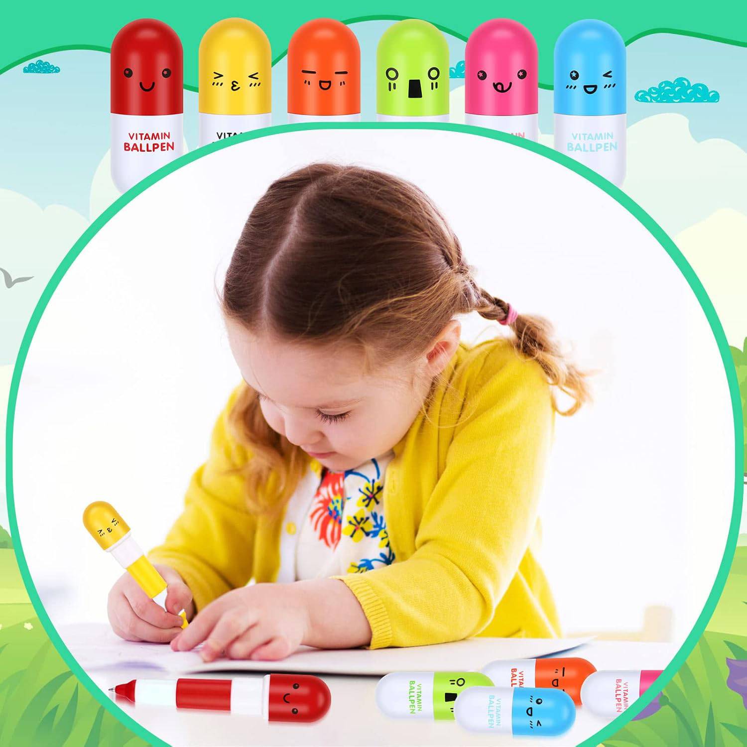 Retractable Capsule Shape Ballpoint Pen w/ Smiling Face 9