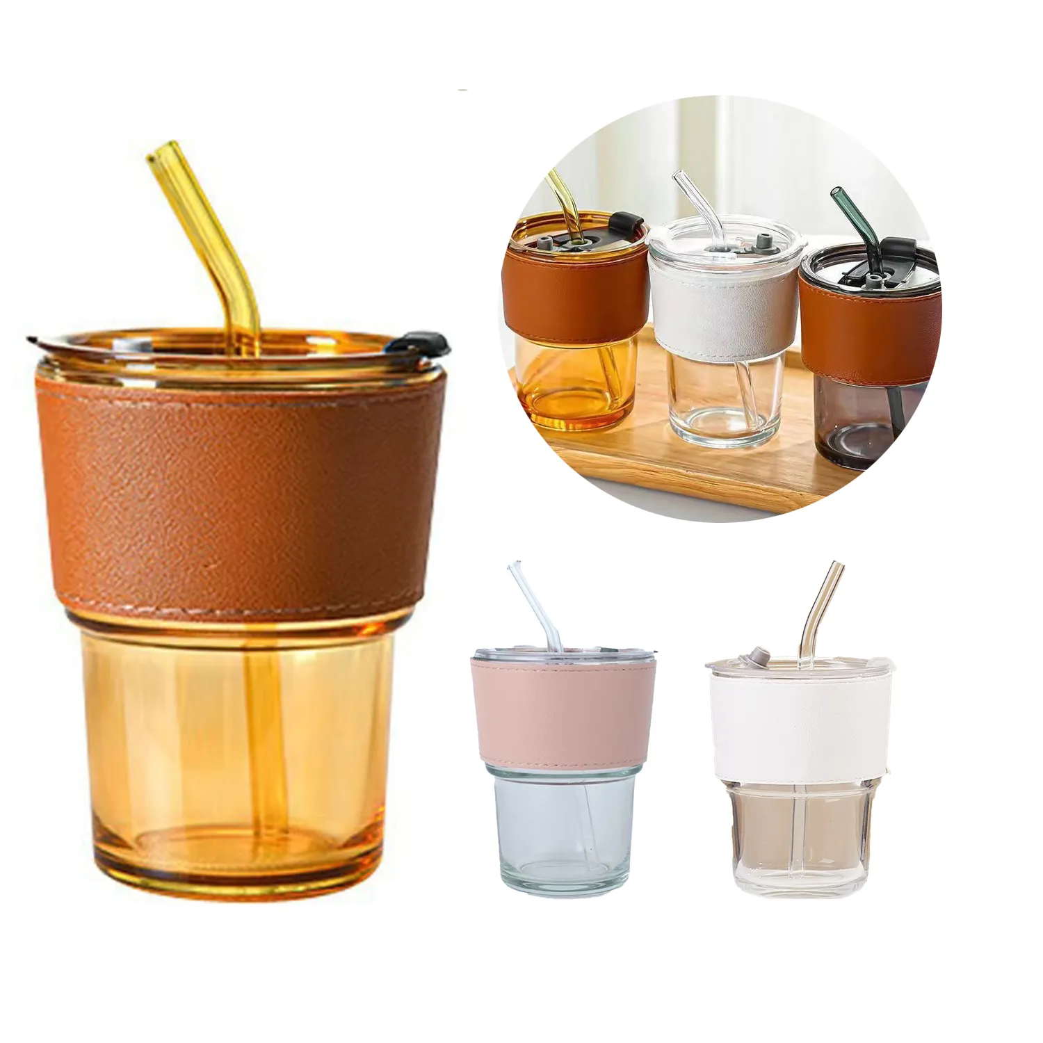 Glass Cup With Cover And Straw 3