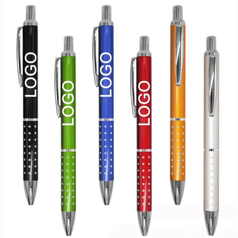 Bling ballpoint pen with aluminium grip 2