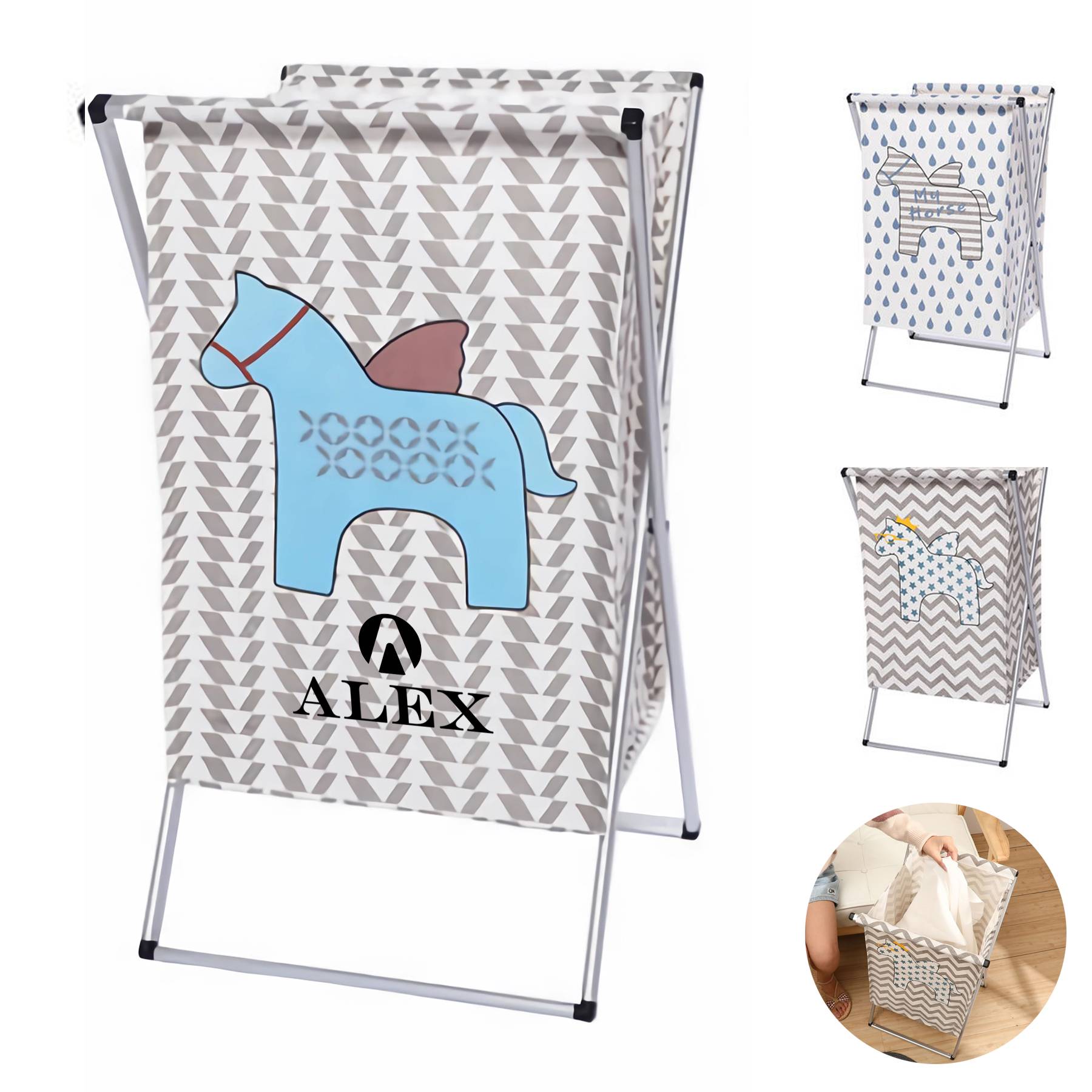 Metal Stand Laundry Basket Rectangular 2