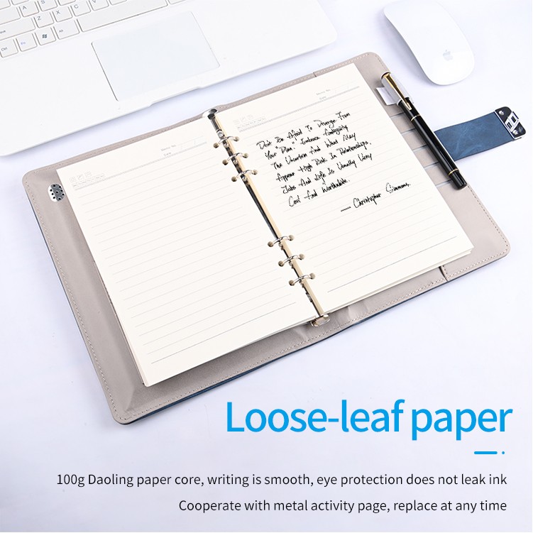 Top Configuration Fingerprint Lock Leather Notebook With Wireless Charger 3