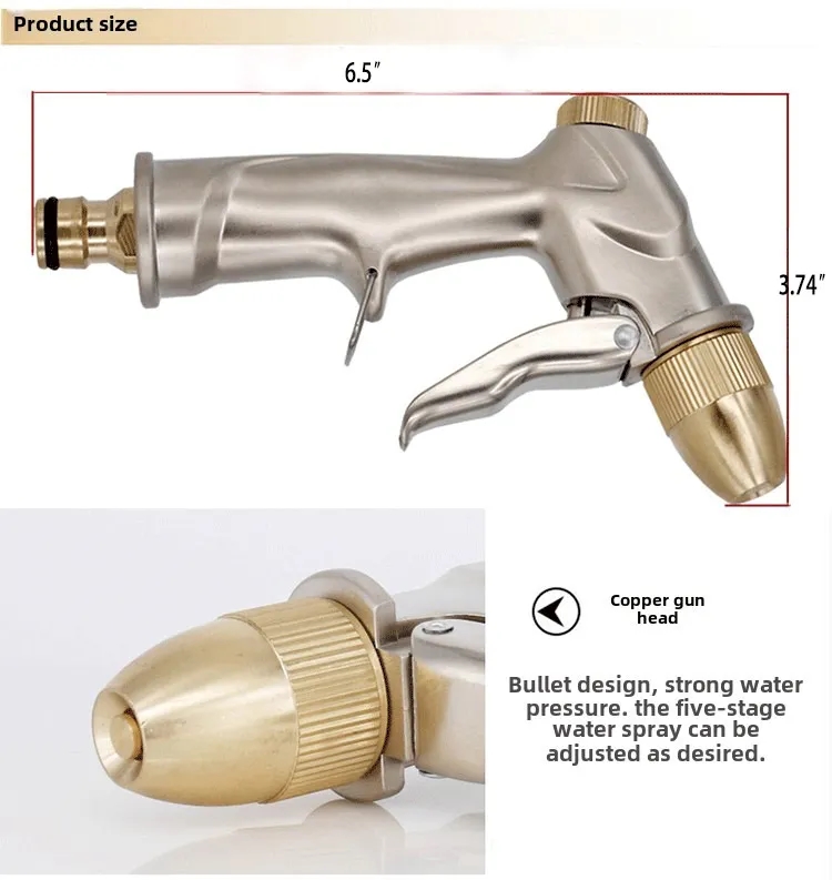 Wholesale Heavy Duty Zinc Alloy Garden Hose Nozzle with Lock Bar 6