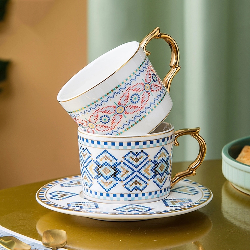 Custom 5 oz Ceramic Coffee Mug Saucer Set 4