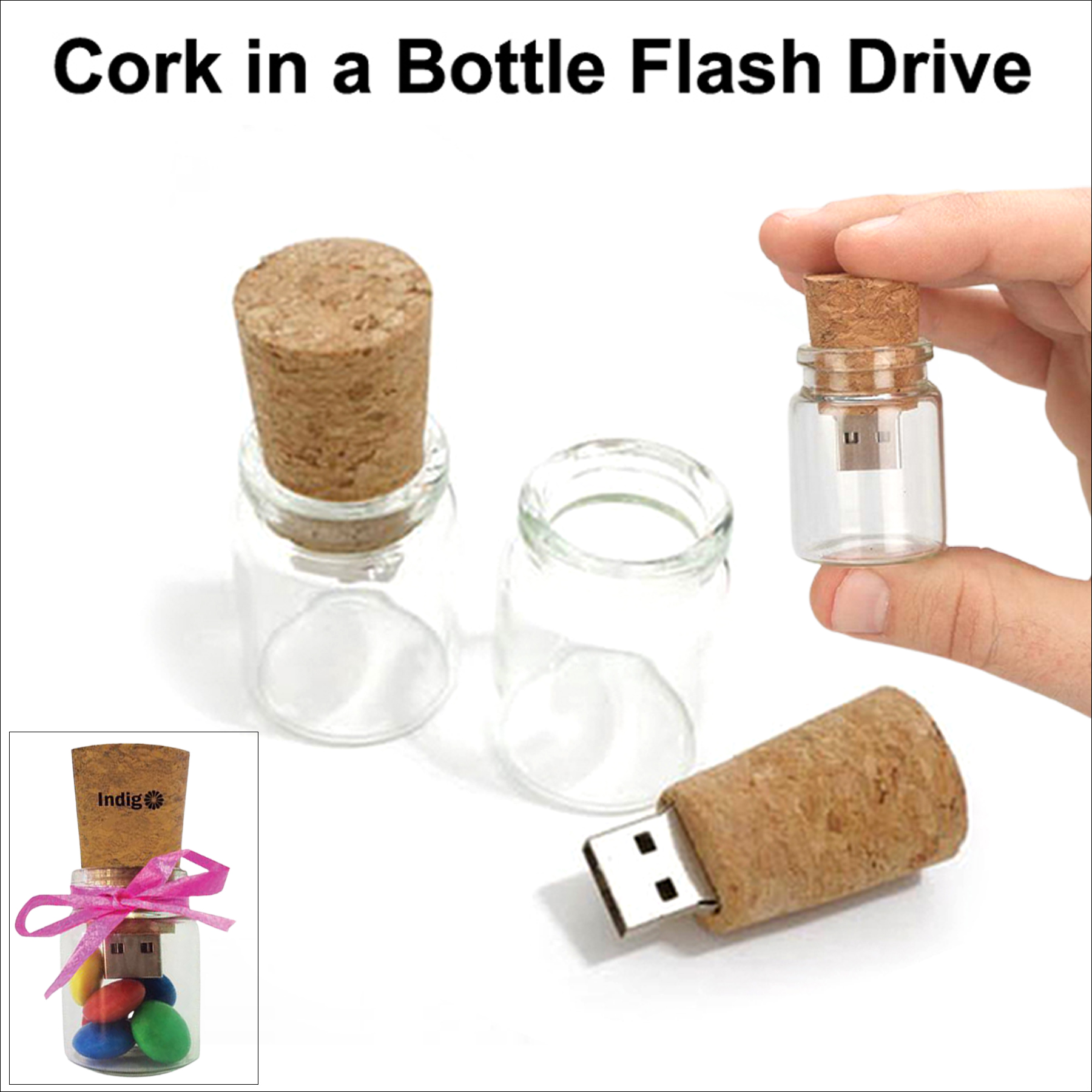Cork in a Bottle Flash Drive / USB - 4GB