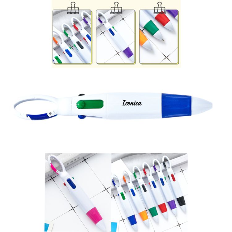 4-in-1 Retractable Carabiner Multicolor Ballpoint Pens 2