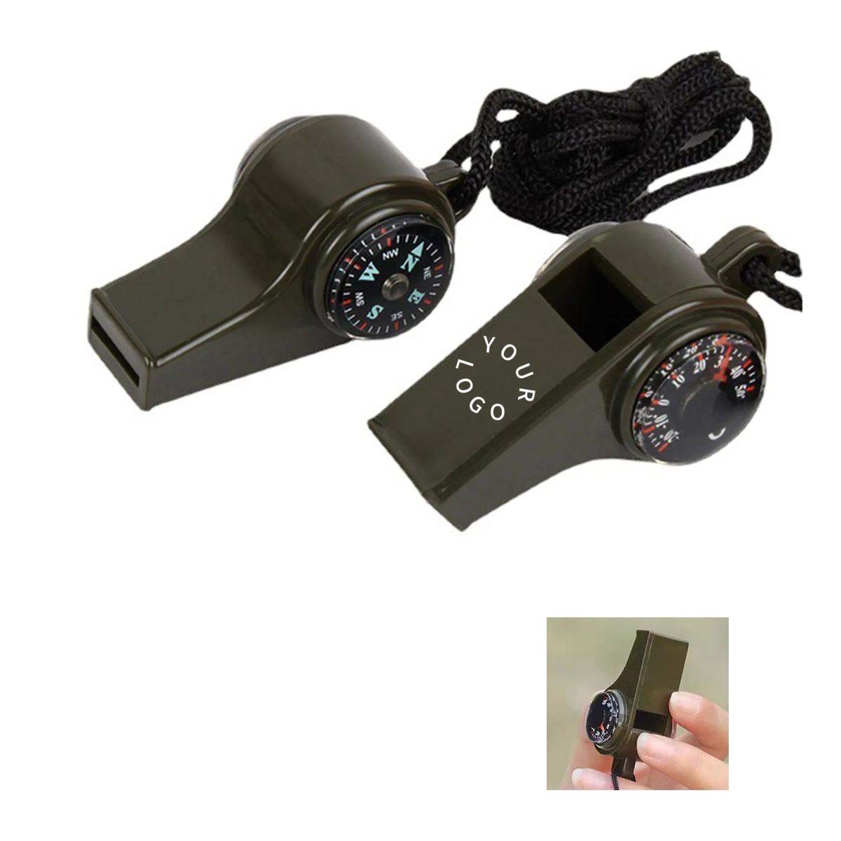 Portable Outdoor Whistle with Compass and Temperature 3