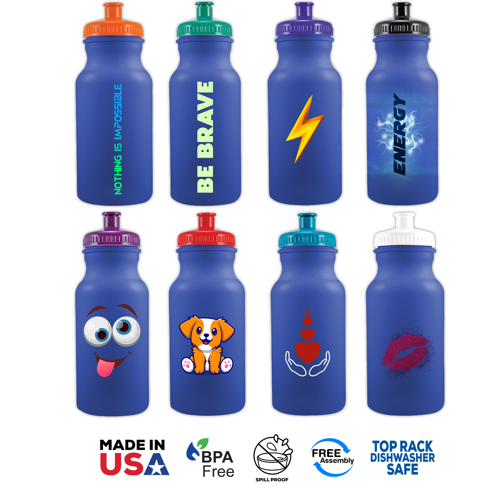 Colored Bike Bottle with Push Spout - 20 oz 1