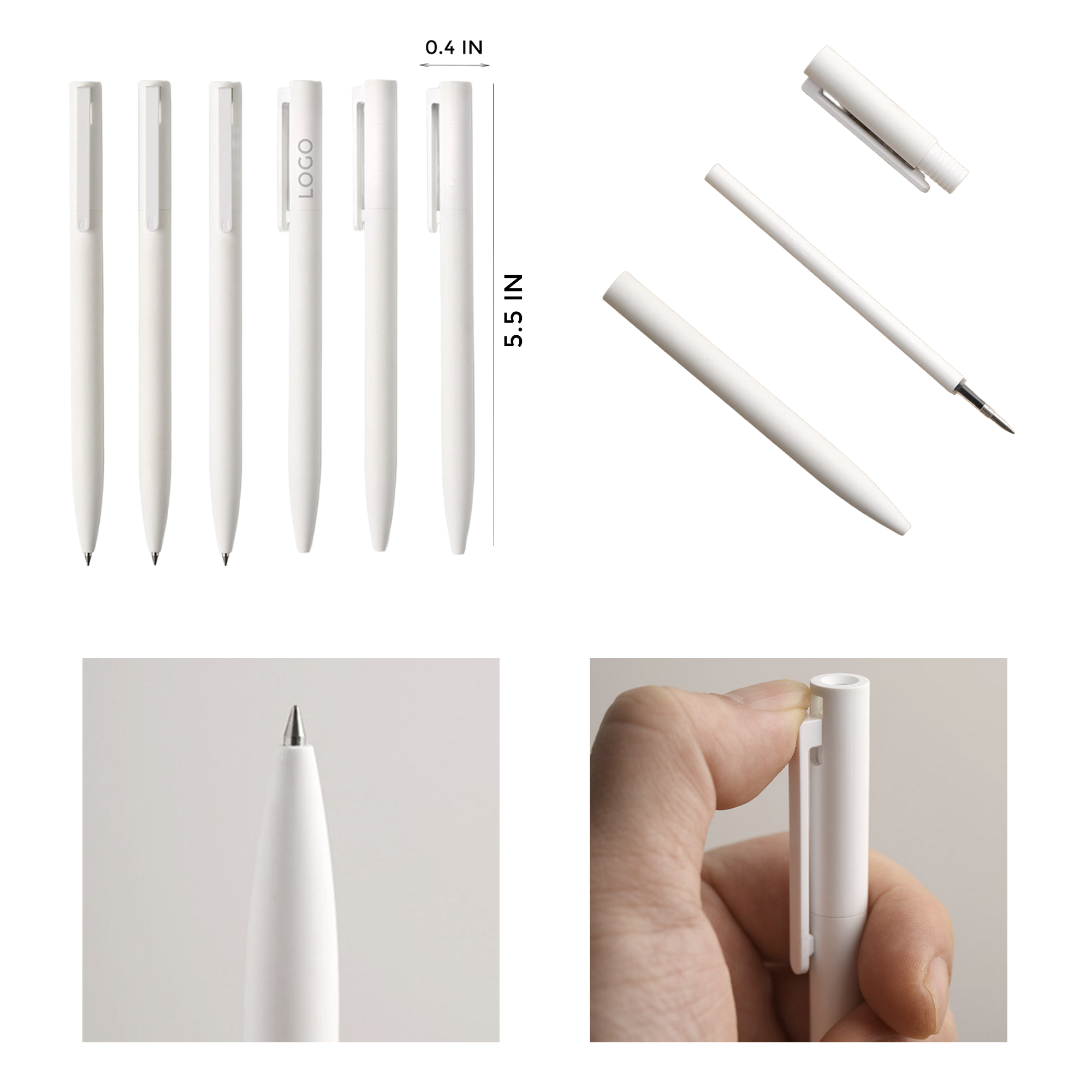 MOQ 10 PCS Sleek Pure White Click Pen 2