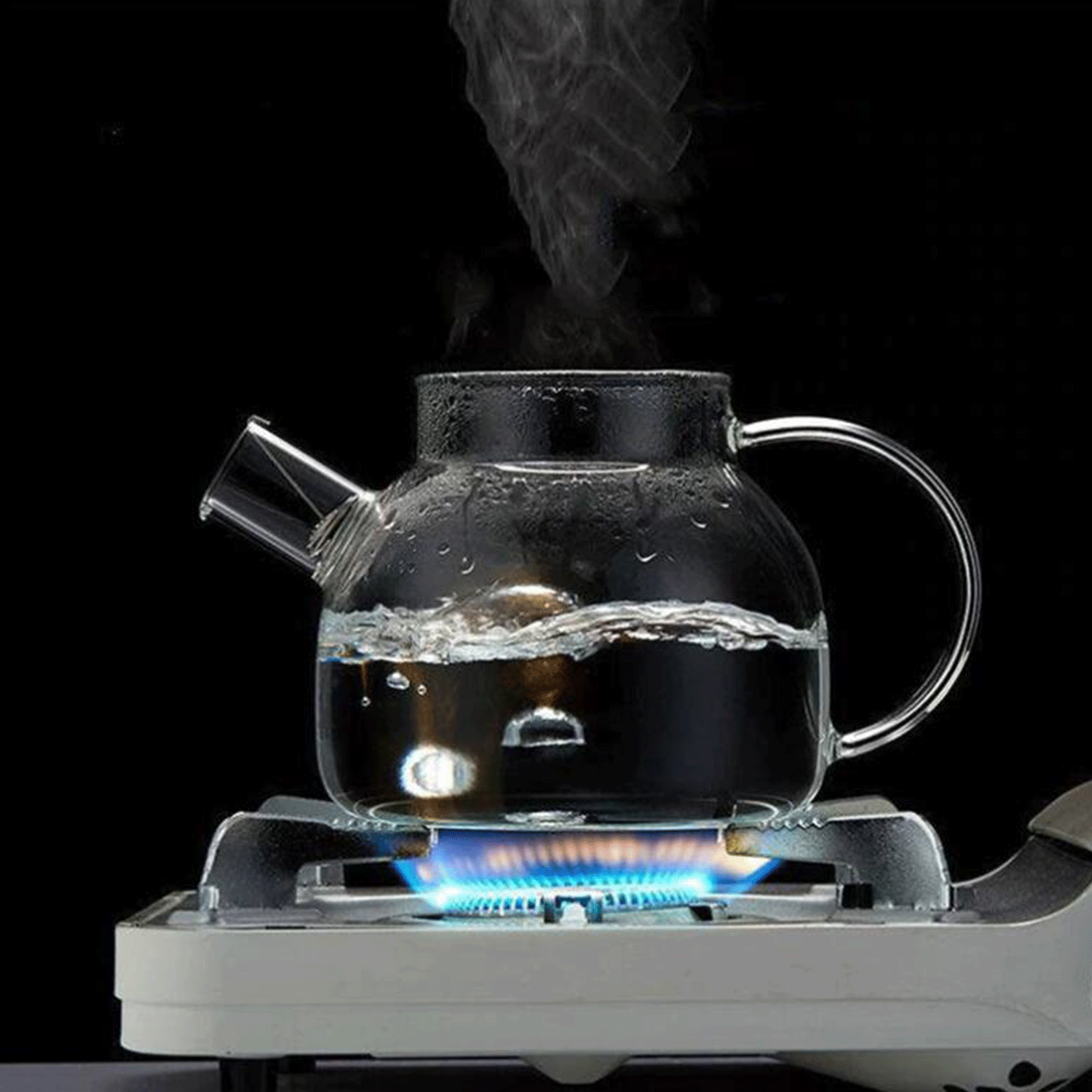 Stovetop Safe Glass Teapot Kettle w/ Bamboo Lid 12
