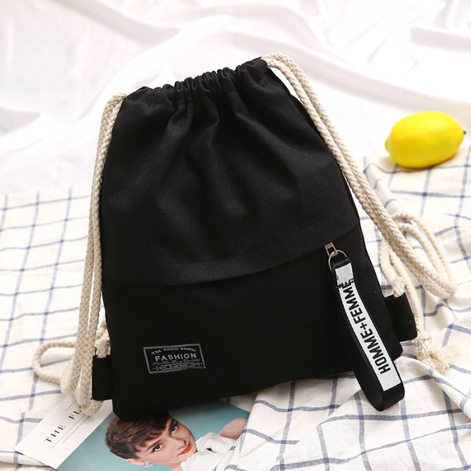 Canvas Storage Drawstring Backpack 12