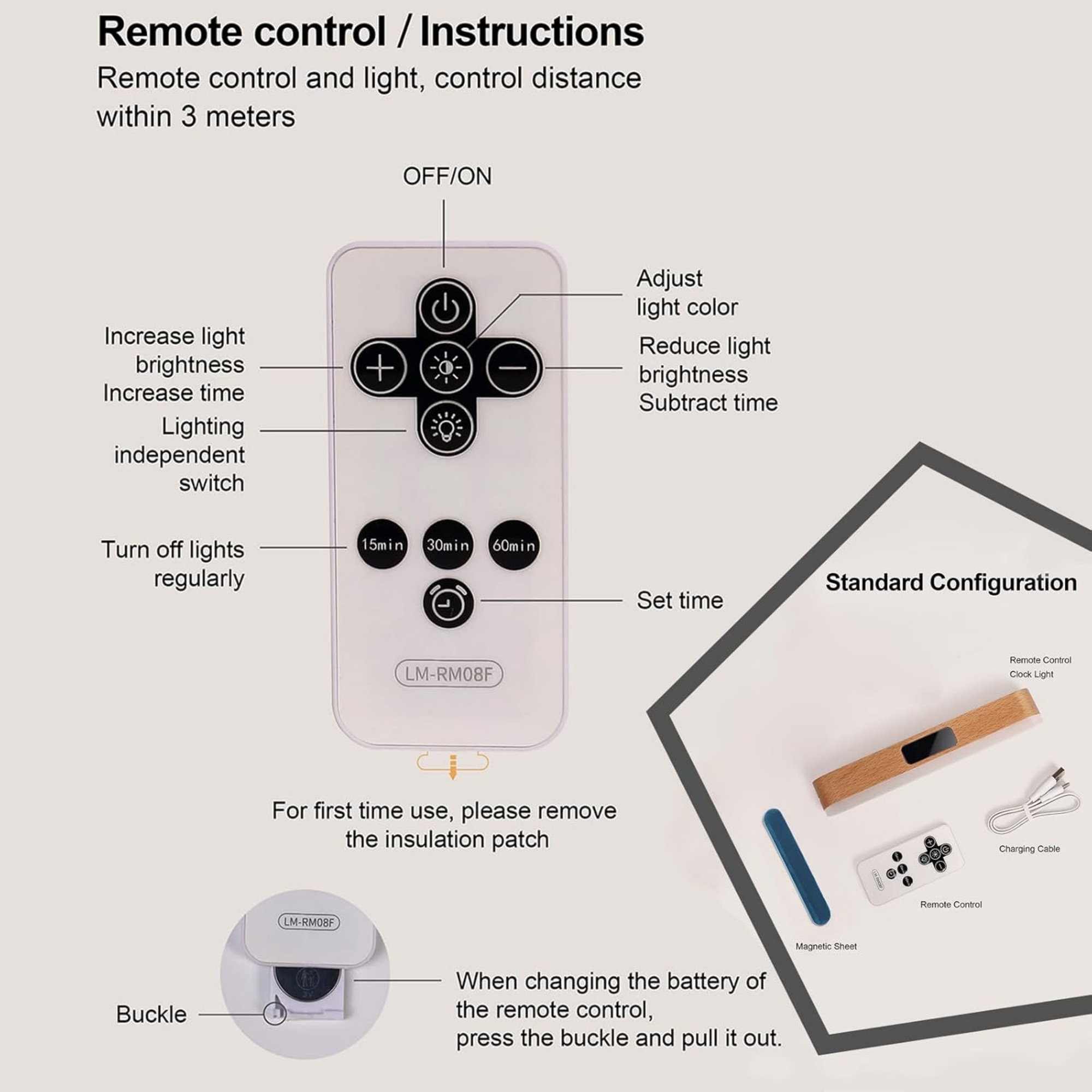 Magnetic Wall Night Light With Clock 5