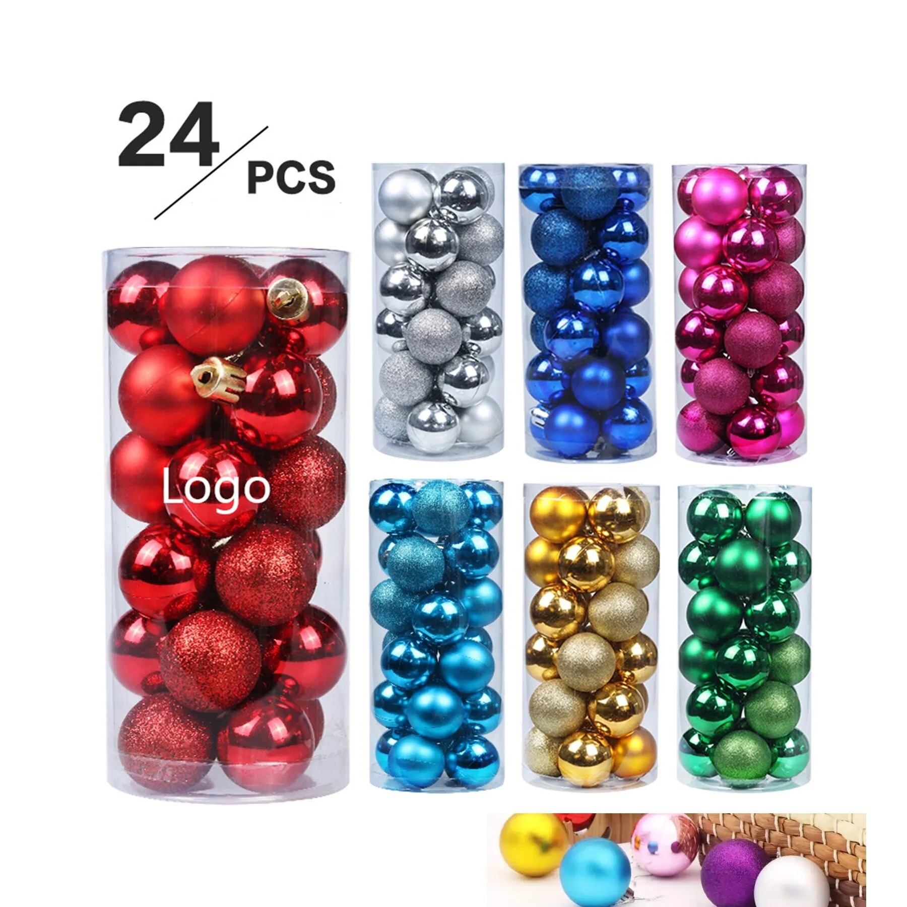 24pcs Christmas Ball Ornaments Set 6