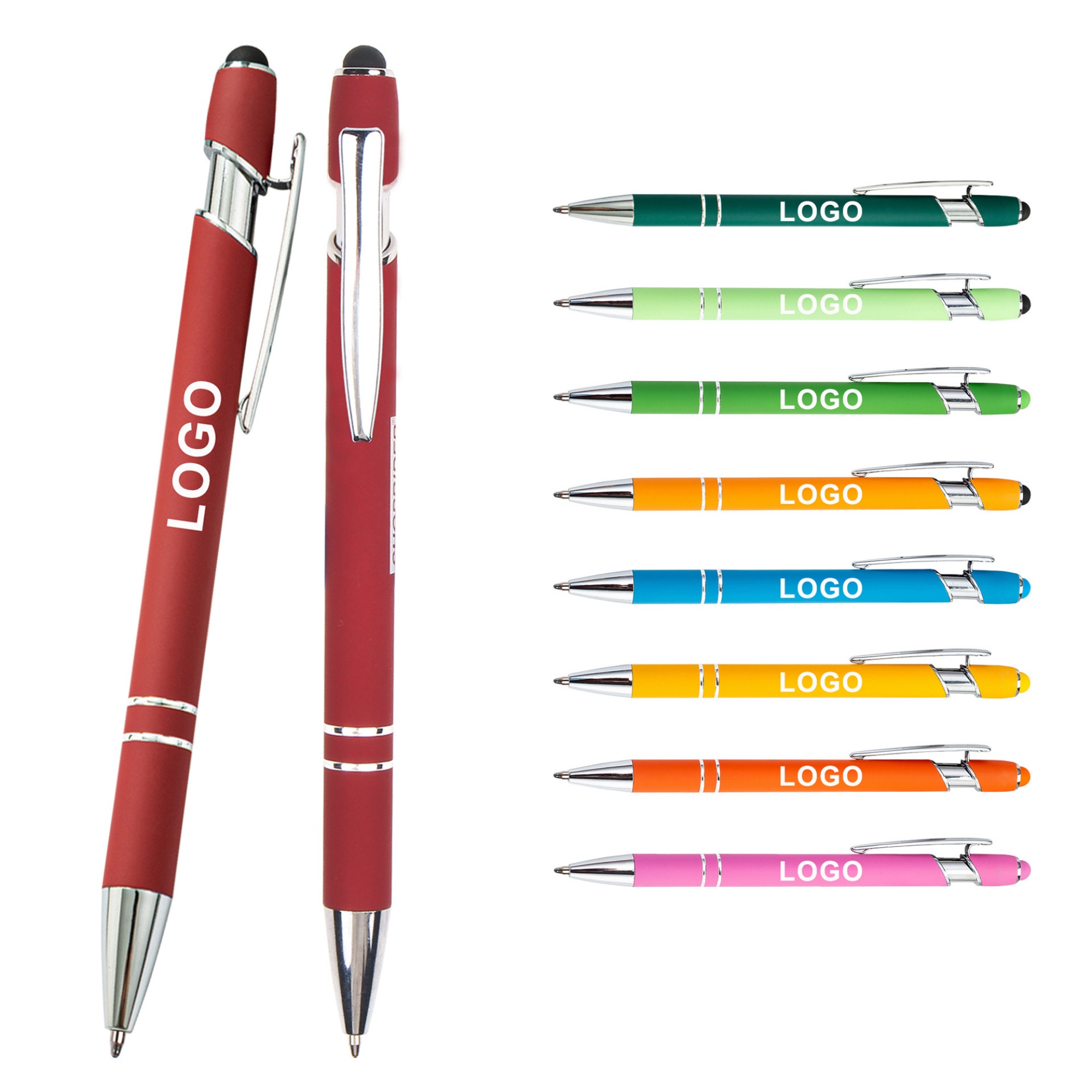 Retractable Metal Ballpoint Pen With Stylus Tip Black Ink 4