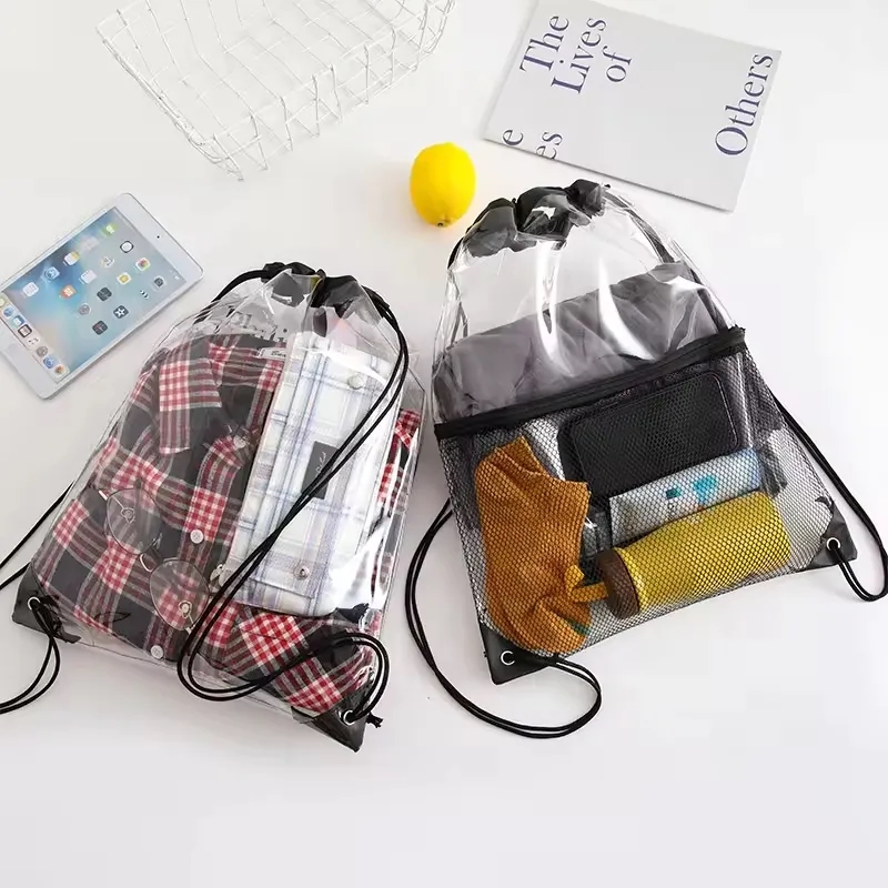 Clear Vinyl Drawstring Backpack Bag 3
