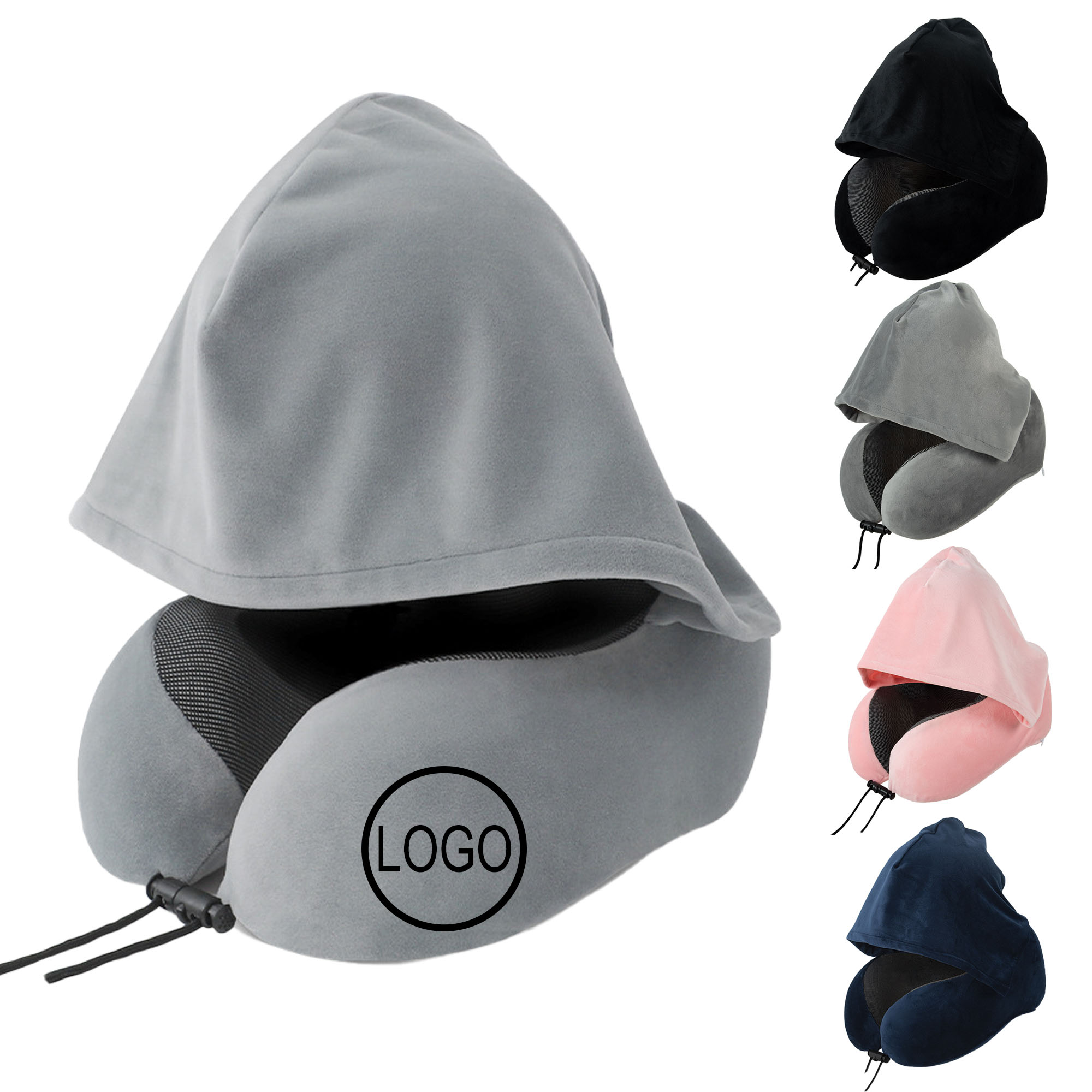 Hooded Travel Neck Pillow With Carry Bag 2