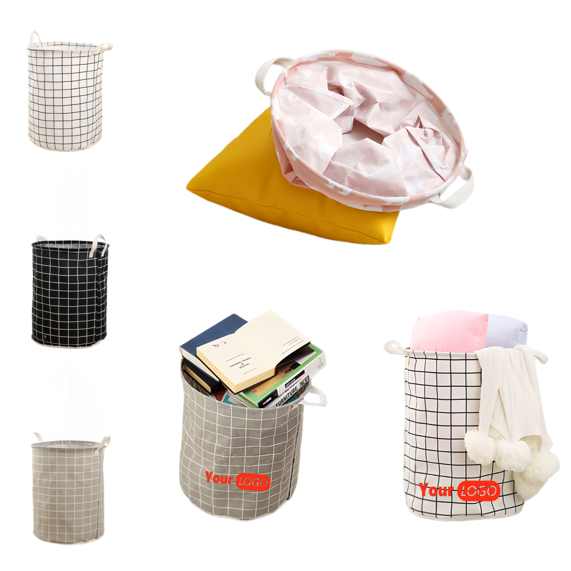 Cloth Storage Basket with Canvas Handles 2