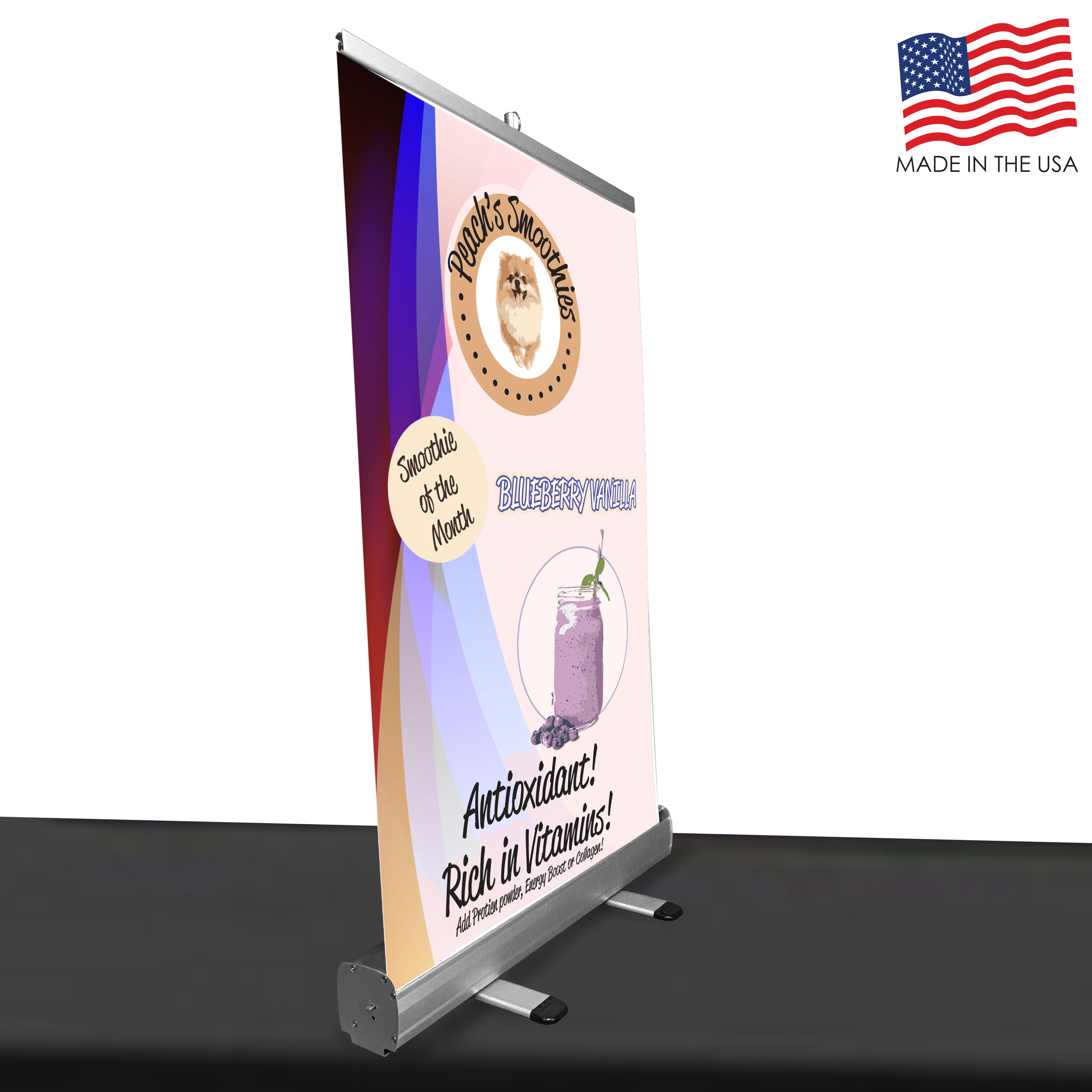 24 in. x 40 in. Pop-up / Roll-Up Retractable Banner & Stand (Full Color) 2