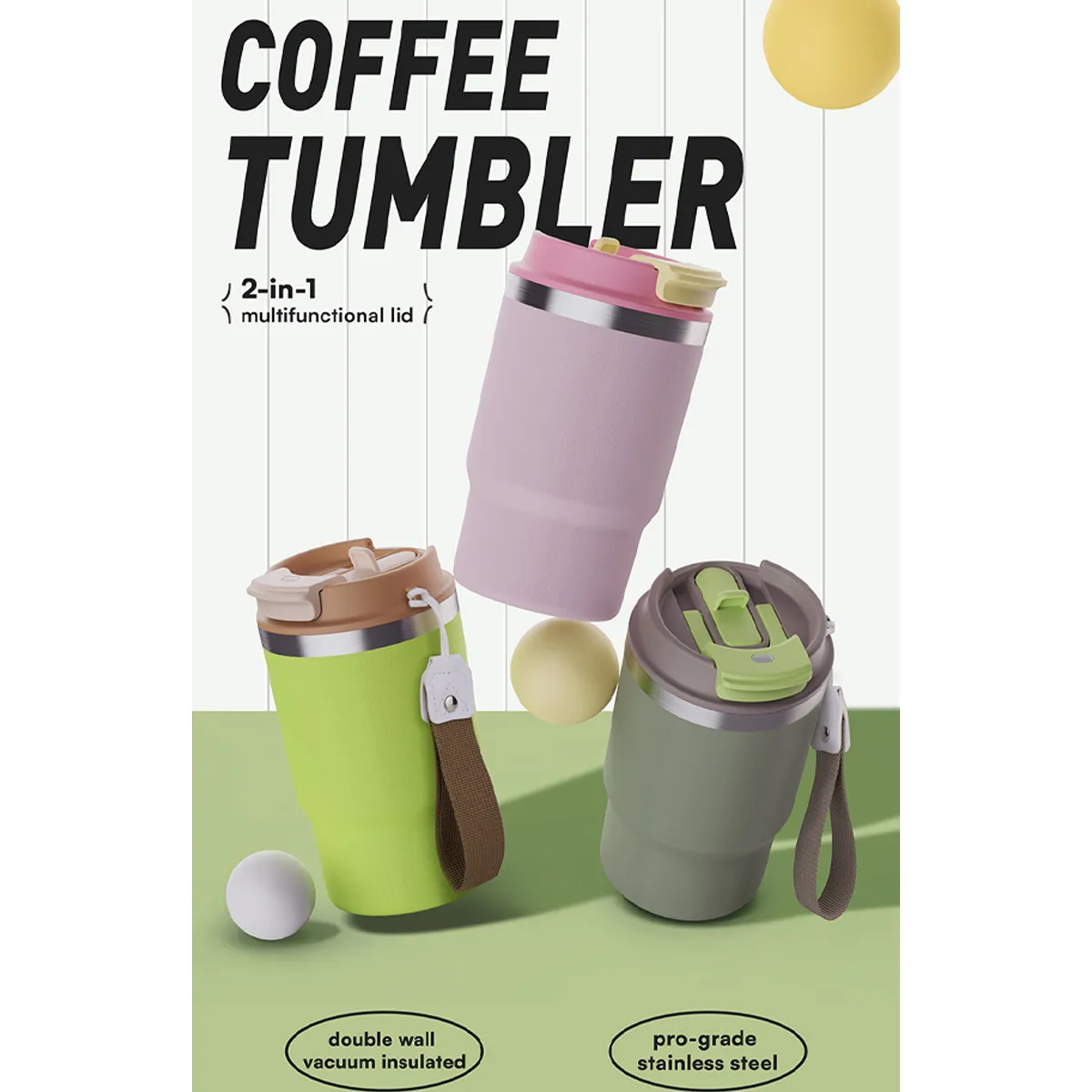 16oz Stainless Steel Tumbler Vacuum Insulated Travel Mug Cup 4