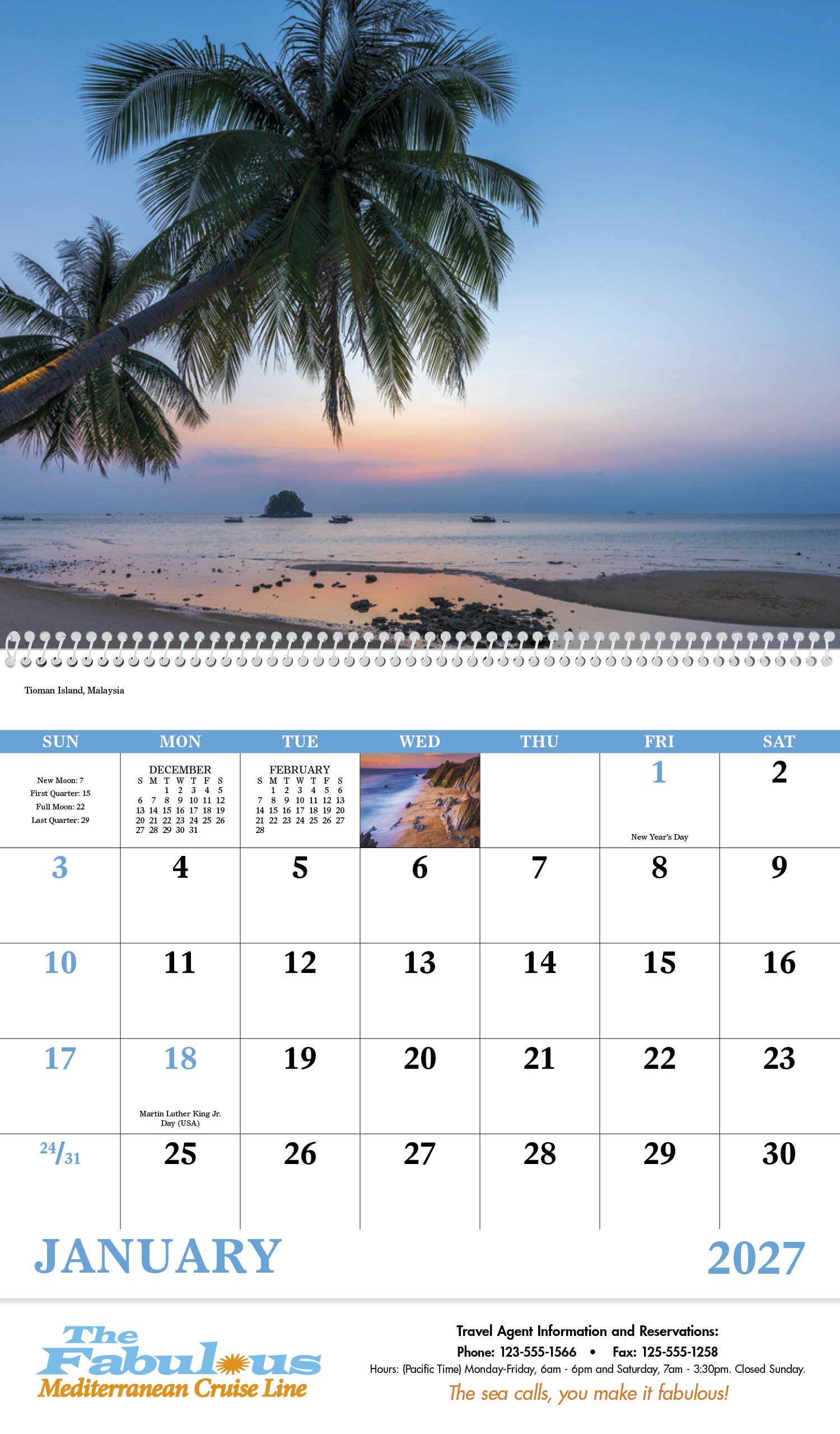Good Value™ Beach Paradise - Spiral Calendar 52