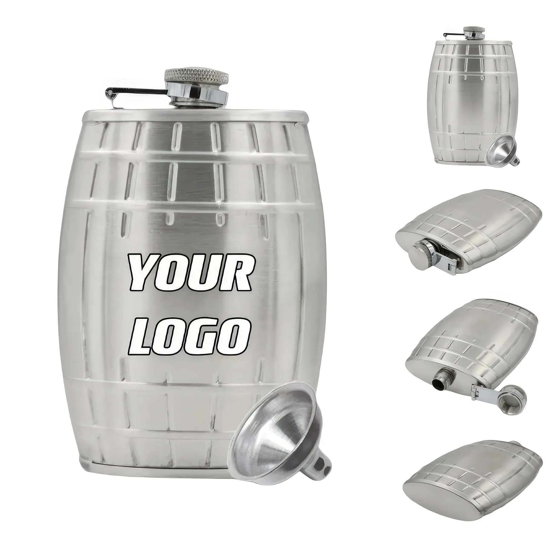 6 oz Barrel Shape Stainless Steel Liquor Flask 2