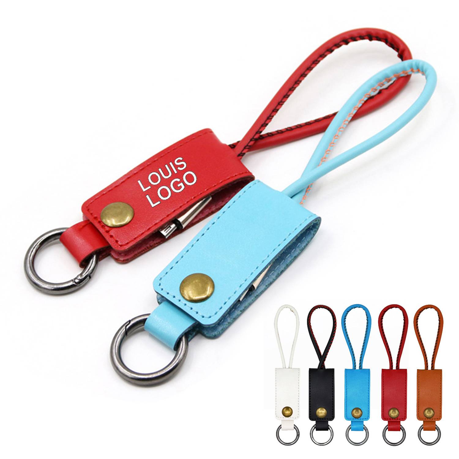 PU leather Data Charger Cable Keychain 9