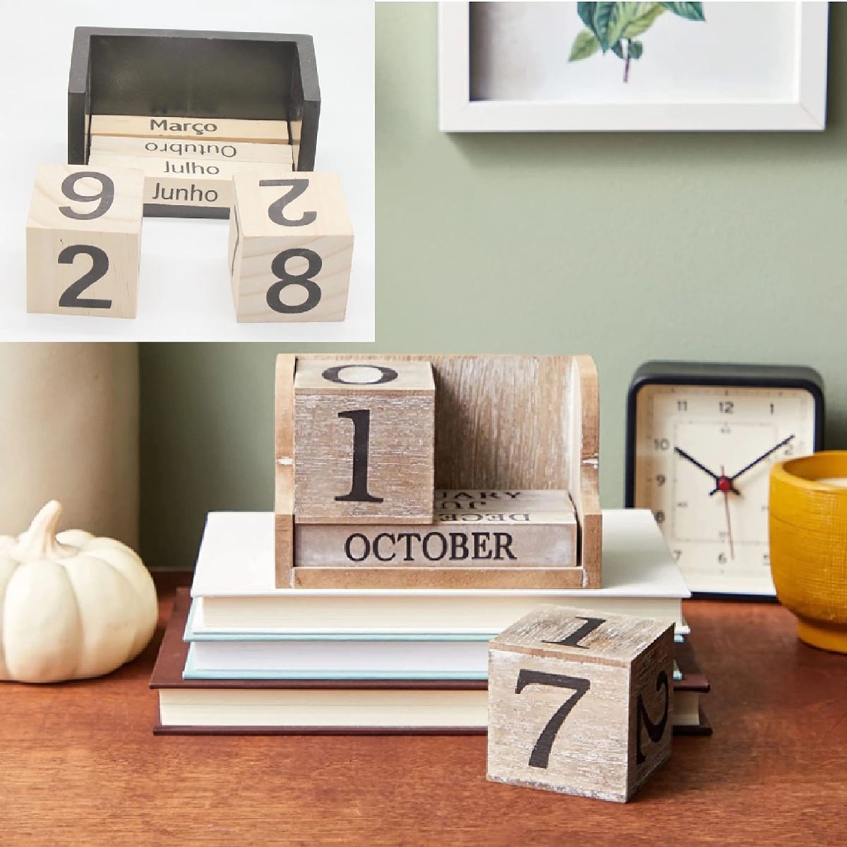 Wooden Perpetual Date Desk Calendar Blocks 3