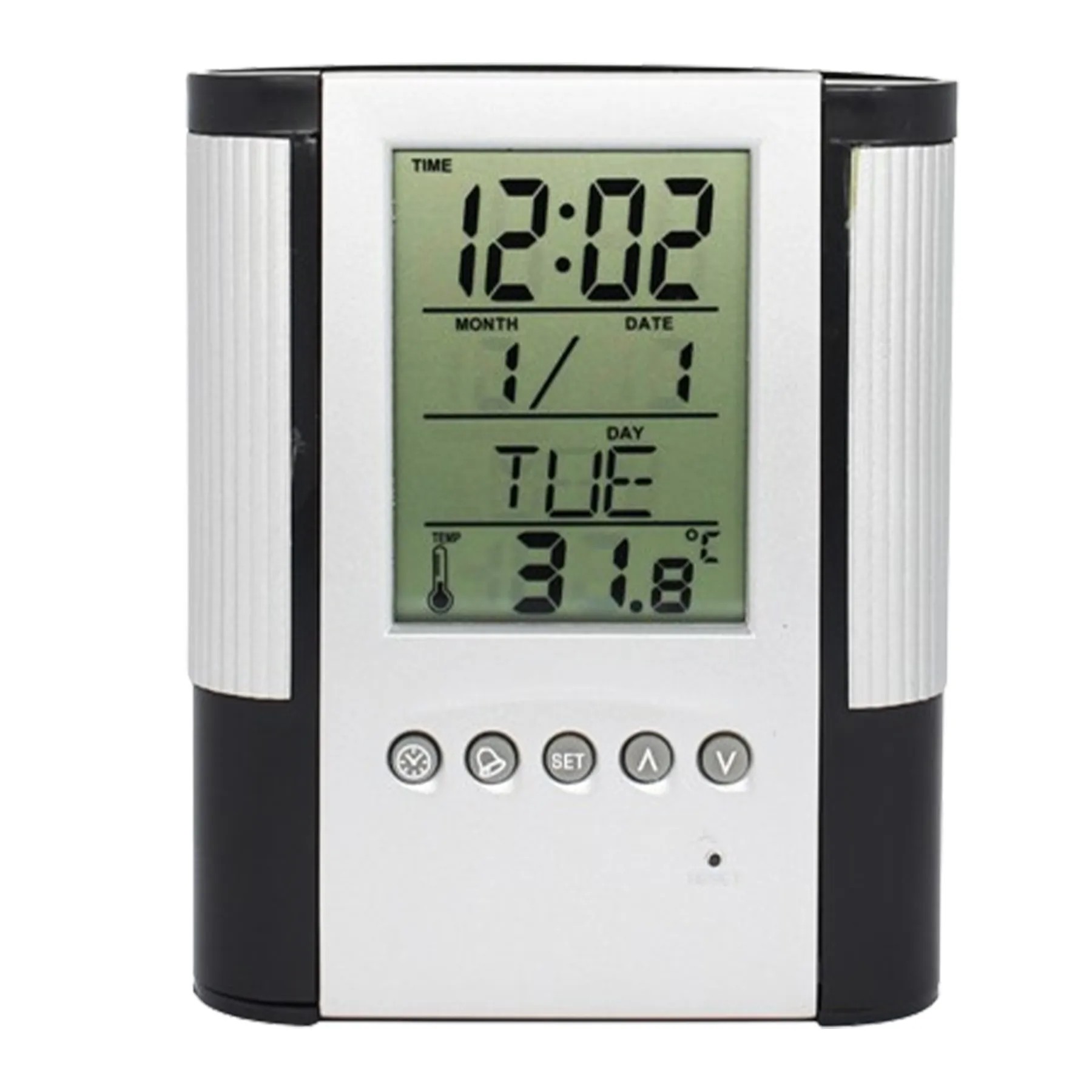 Multi-Function Pen Pencil Holder W/ Clock 2