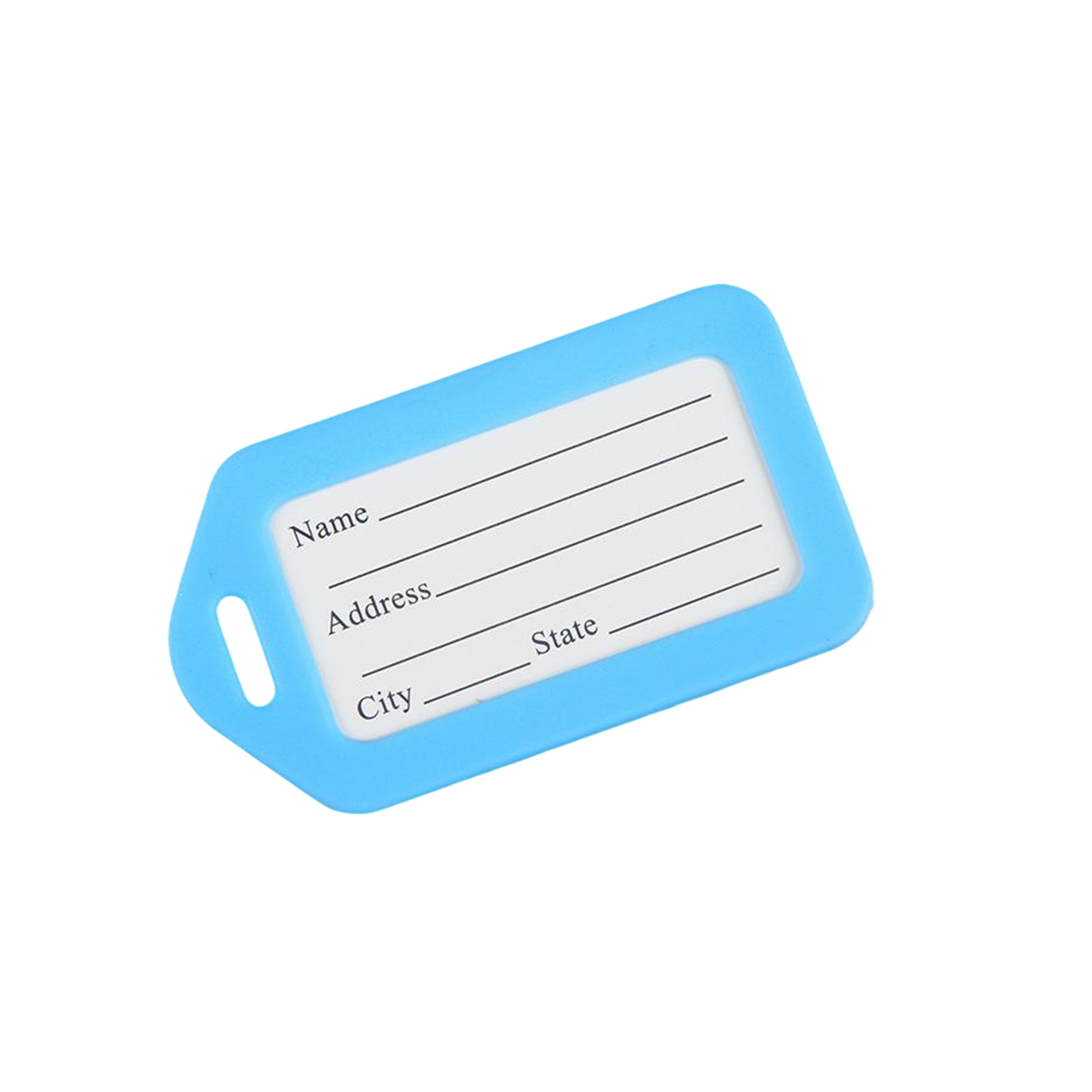 Rigid Plastic Luggage Tag With Steel Cable 3.4 x 2 13