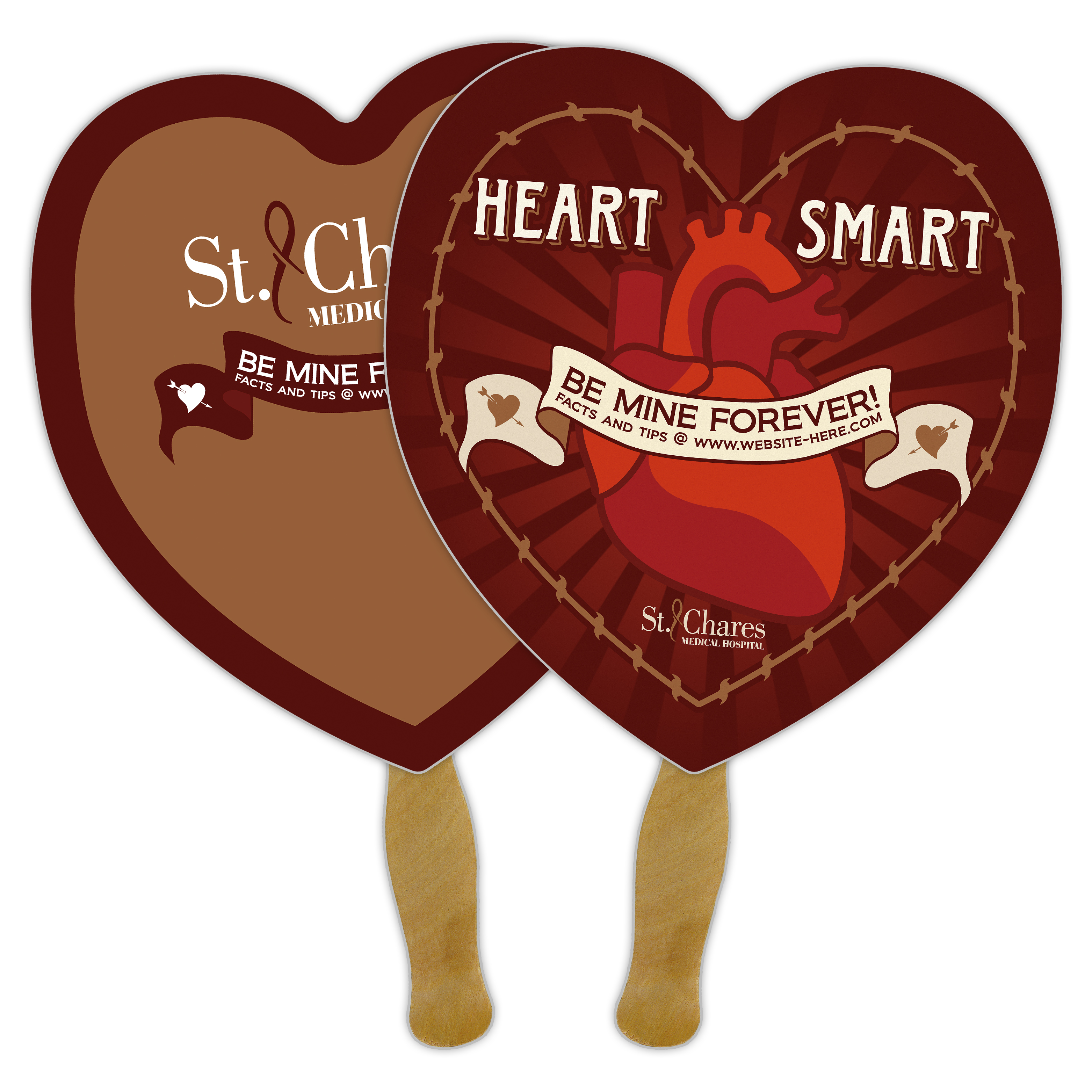 Announcement Hand Fan - 8.5x8 Heart Shaped Laminated - 14 pt. 3