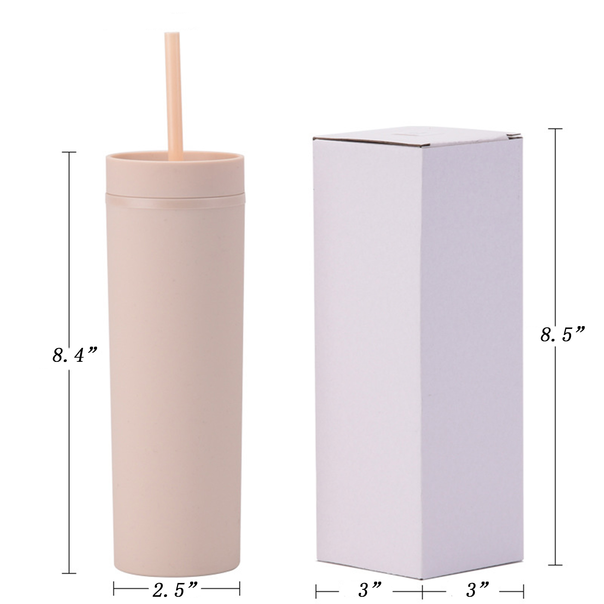 16oz Customized Simple Double-Layer Straight-Body Straw Cup 1