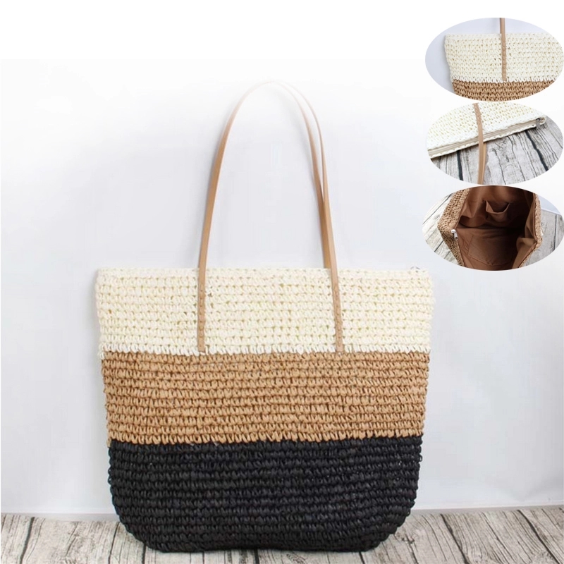 Retronatural Straw Hand Woven Round Handle Handbags 8