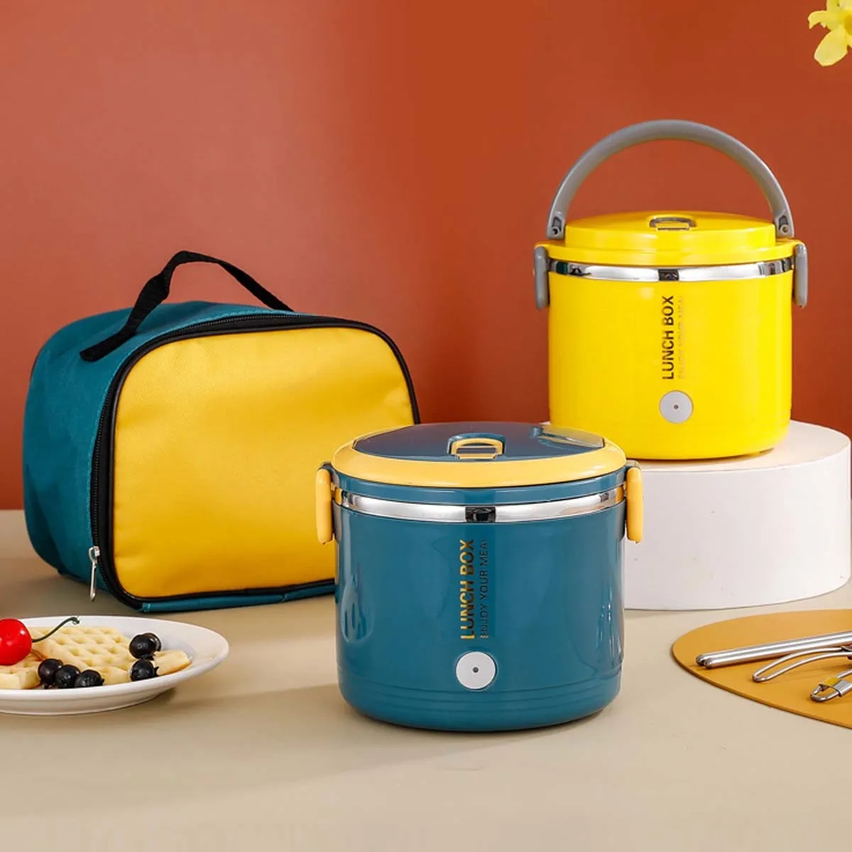 Home Car Insulation Electric Stainless Steel Lunch Box 9