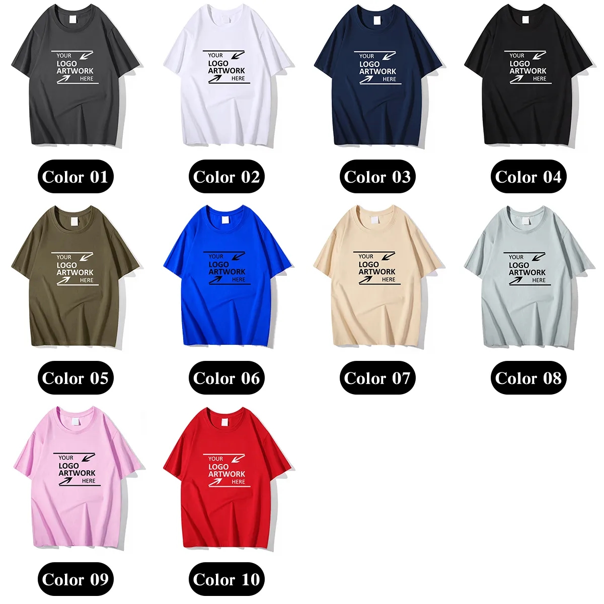 Custom 260gsm Heavyweight Cotton Tshirt Bulk Wholesale Blank Tee 7