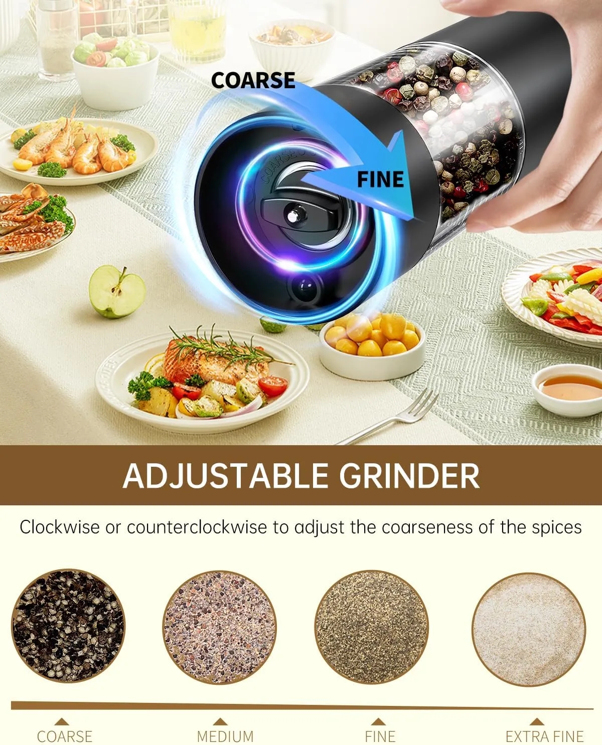 Stainless Steel Automatic Salt/Pepper Grinder 2