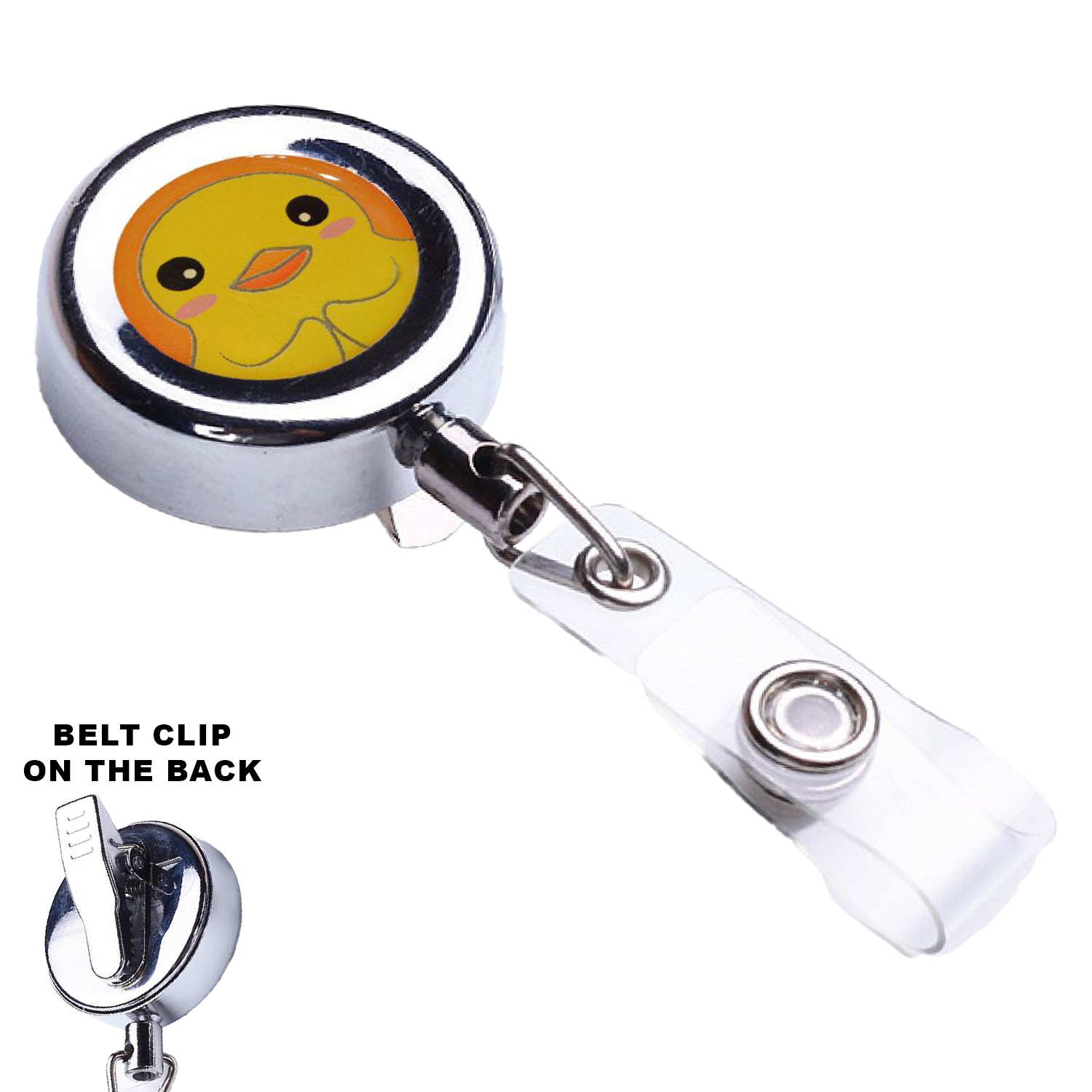 Zinc Alloy Concave Surface Round Badge Reel Holder w/ Bulldog Clip 1