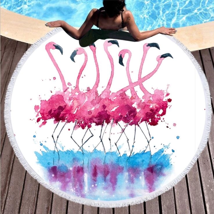 Microfiber Round Beach Towel w/ Fringe 2