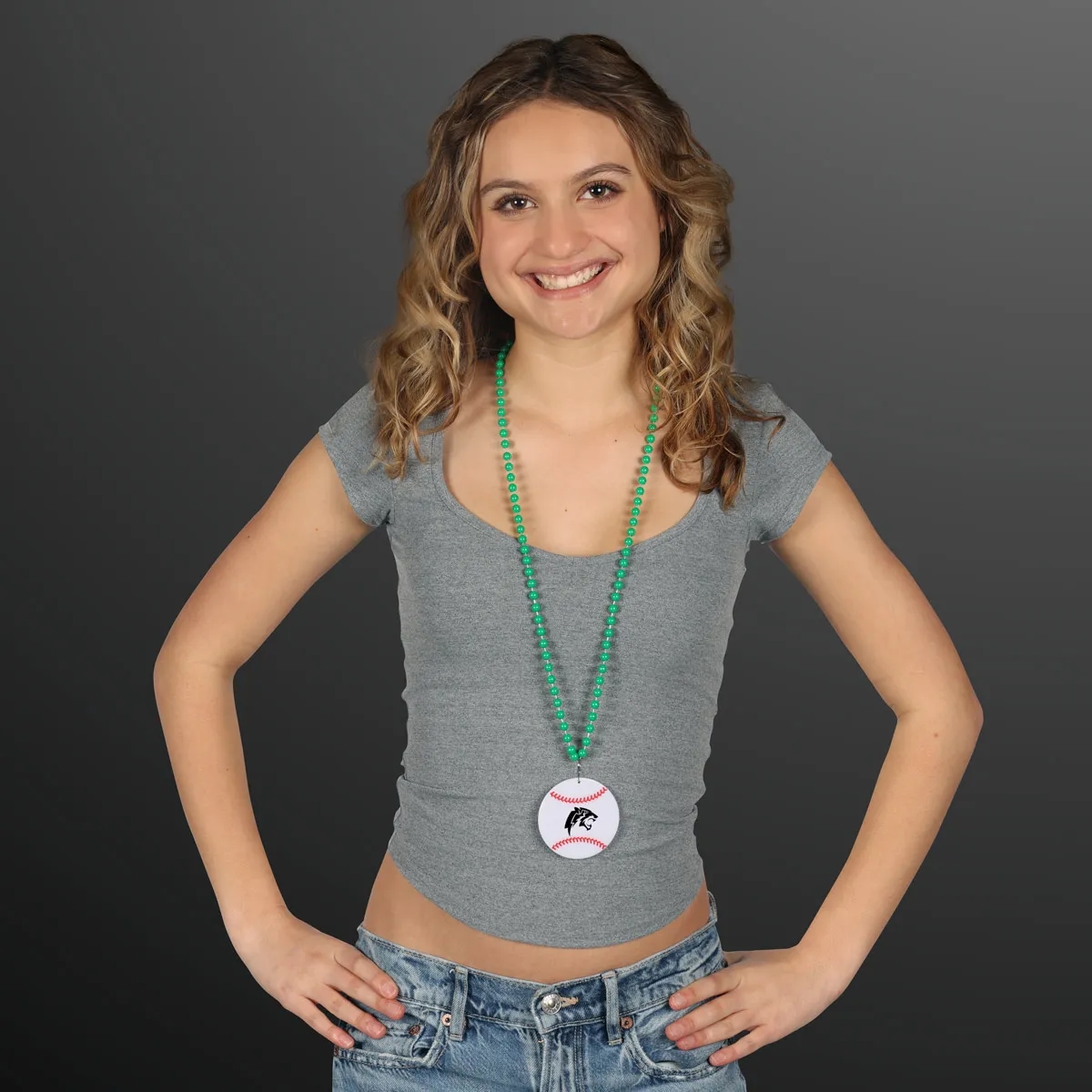 Baseball Medallion with Beaded Necklace (Non Light Up) 33