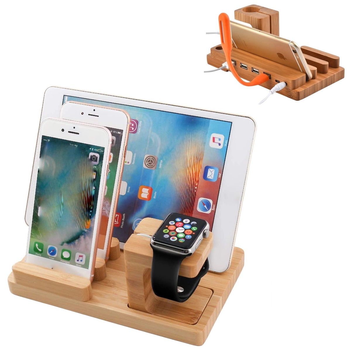 Wood Charging Station Dock for Multi Devices 2
