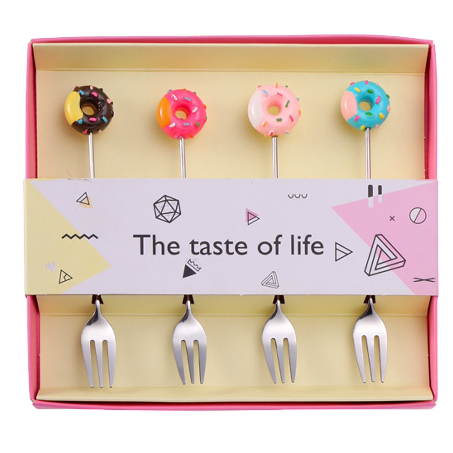 4PCS Donut Stainless Steel Dessert Coffee Fork Spoon 4